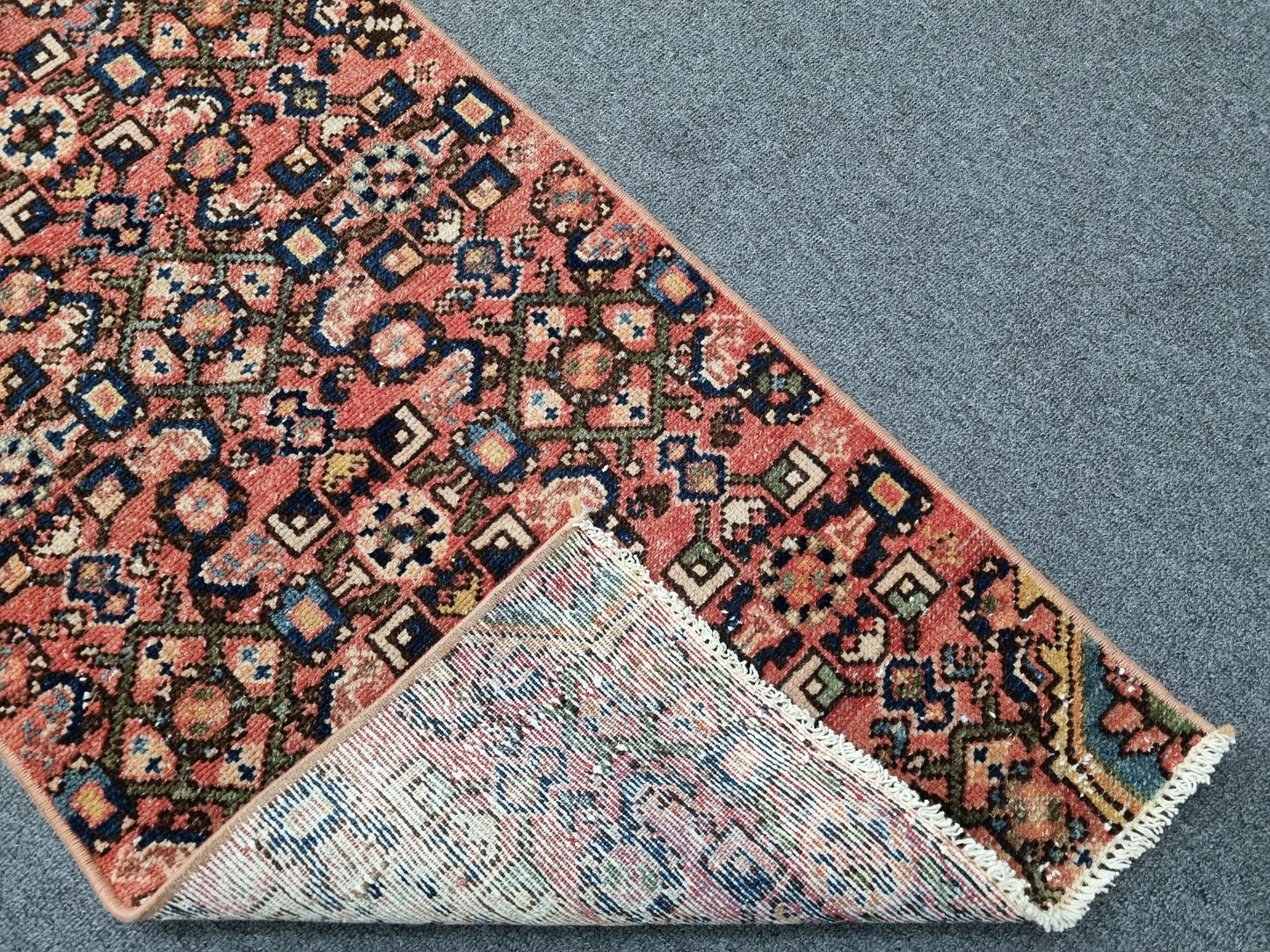 2x8 Handwoven Wool Runner Rug, Coral Red Persian Style Hallway Kitchen Carpet