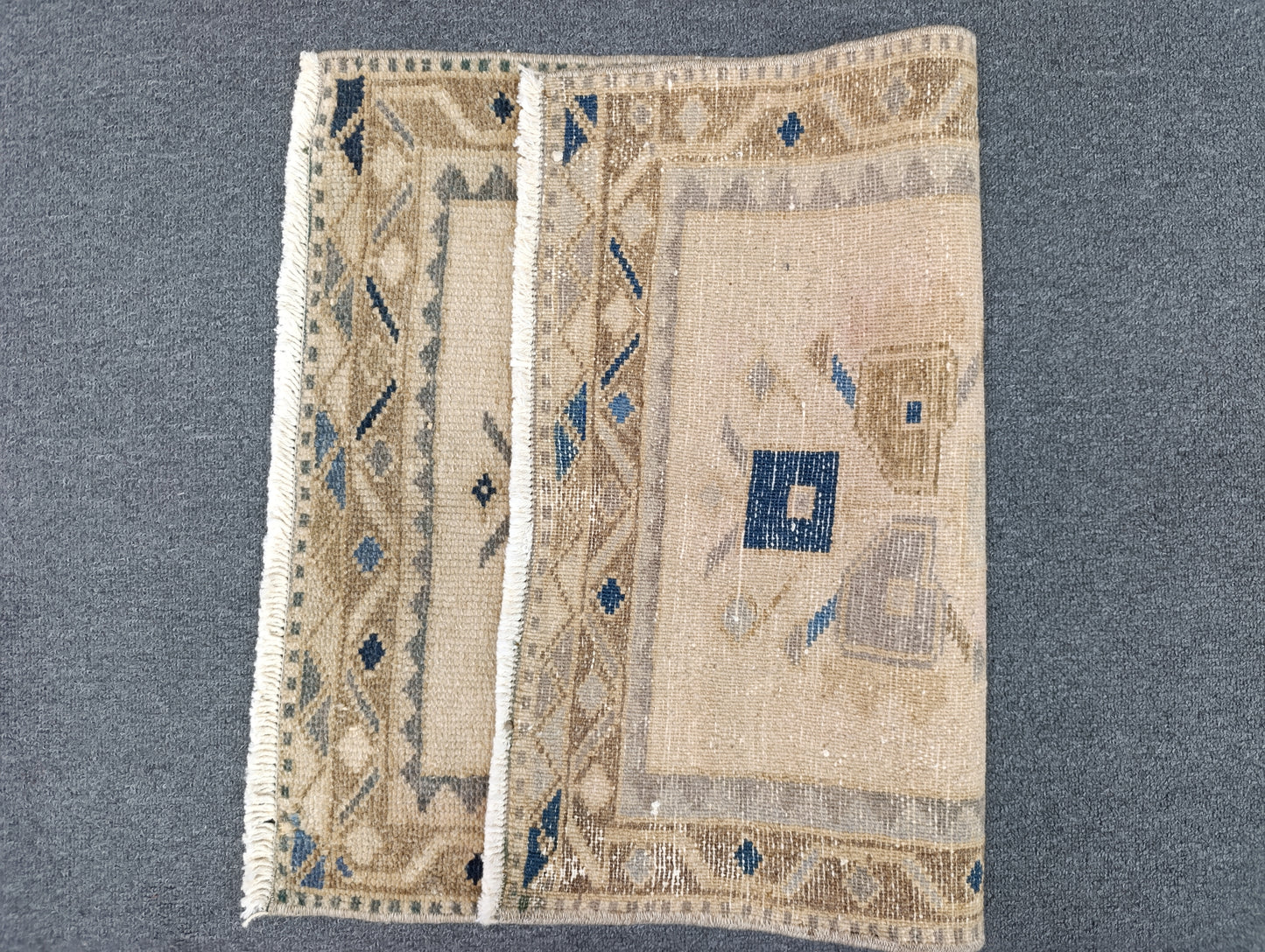 Handwoven Vintage Turkish Yastik Rug – One-of-a-Kind Entryway Mat 1'9" × 2'5"