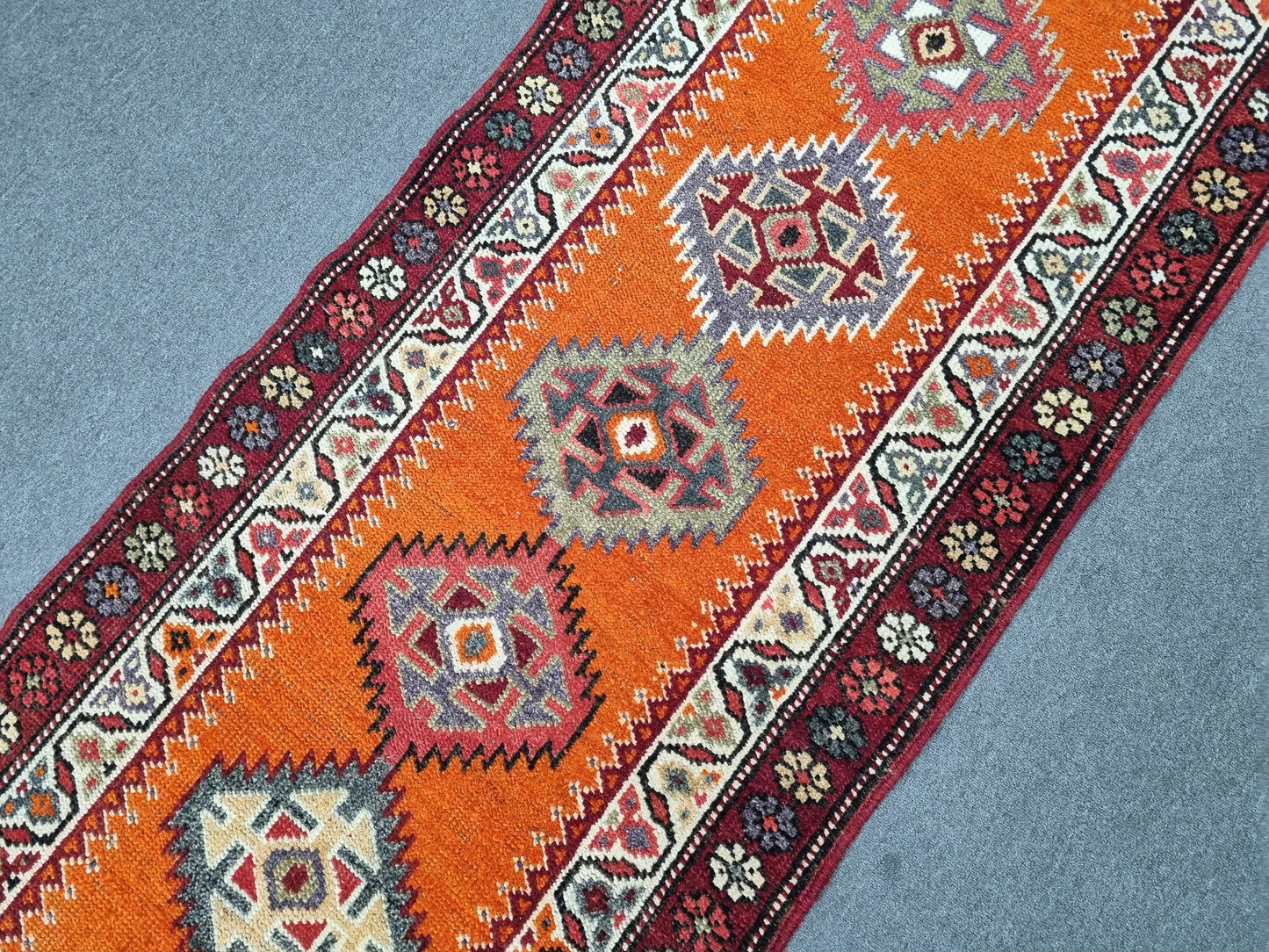 Vintage Oriental Runner Rug 2'9" × 12'11" – Handwoven, Natural Dyes