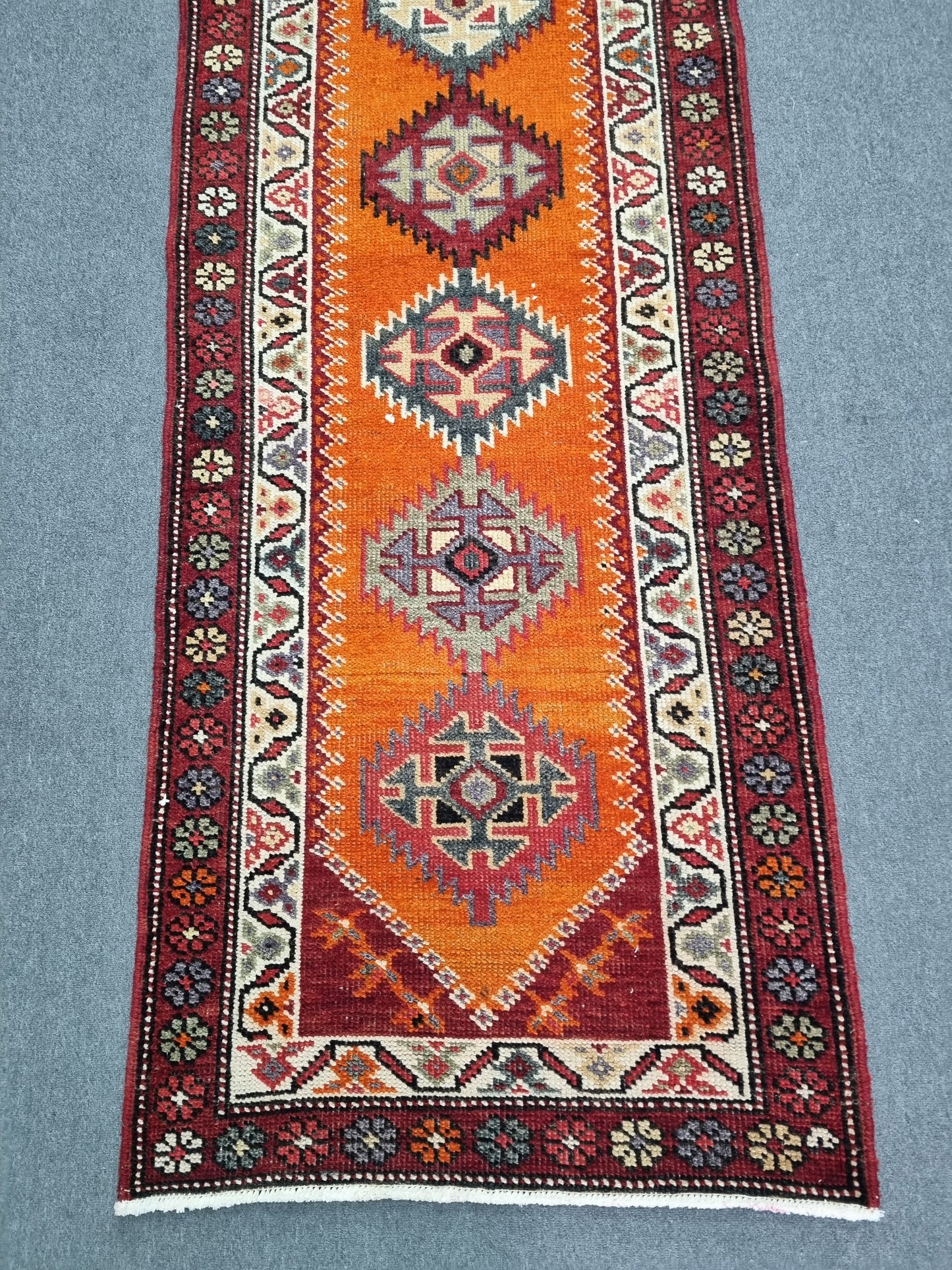 Vintage Oriental Runner Rug 2'9" × 12'11" – Handwoven, Natural Dyes