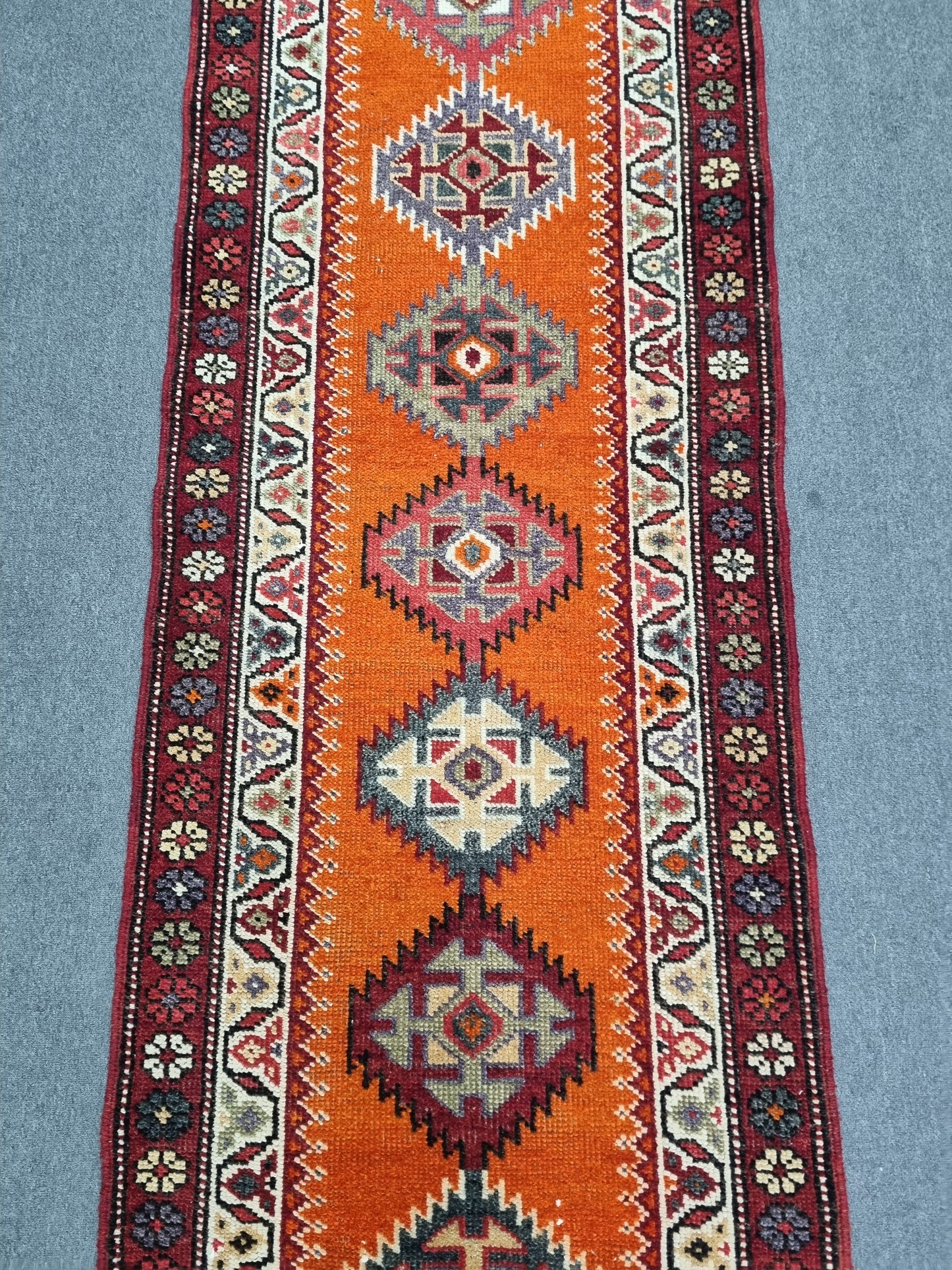 Vintage Oriental Runner Rug 2'9" × 12'11" – Handwoven, Natural Dyes