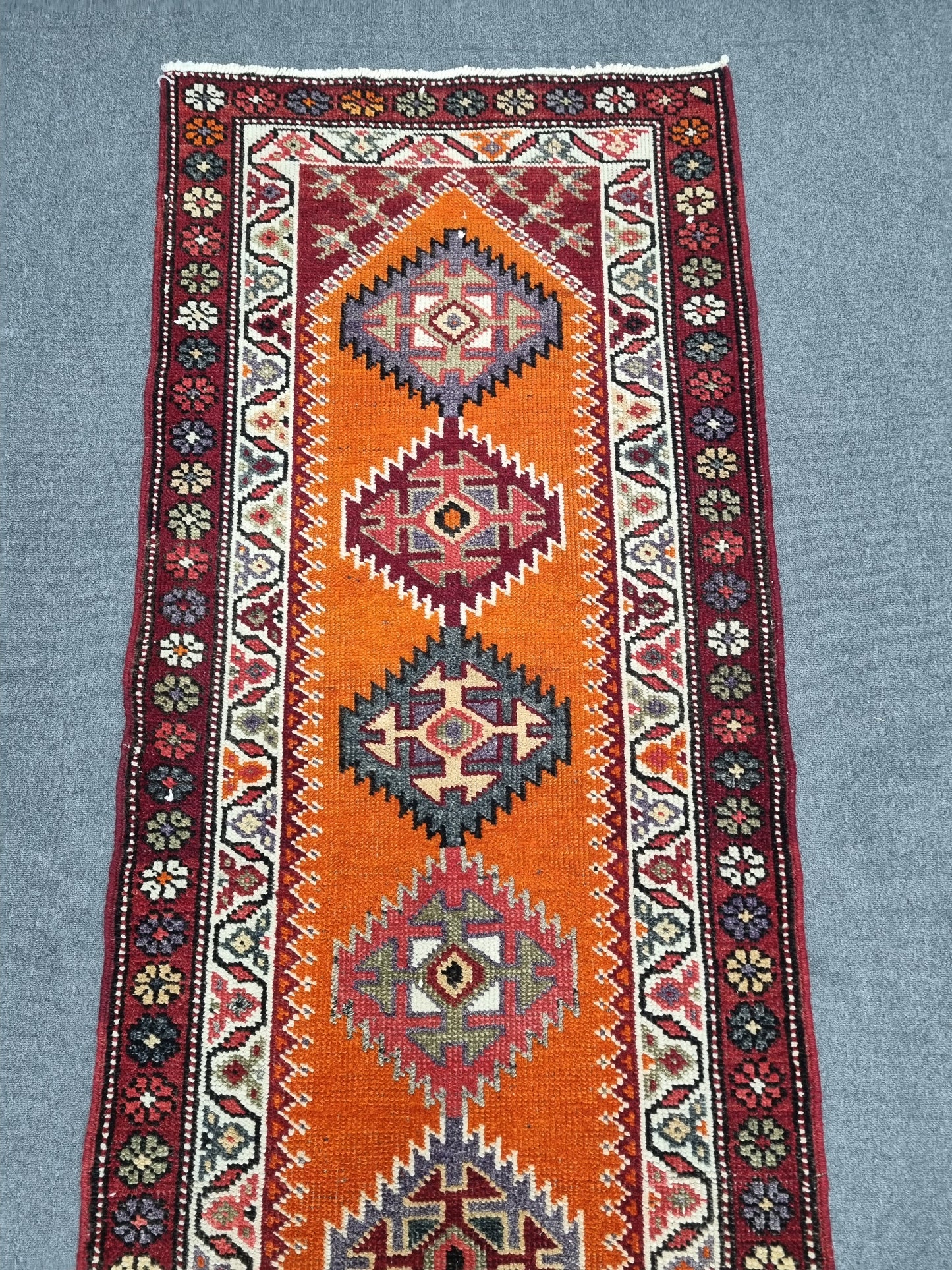 Vintage Oriental Runner Rug 2'9" × 12'11" – Handwoven, Natural Dyes