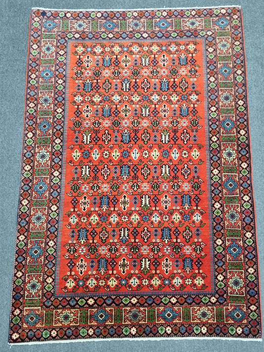 3'3"×4'9" Vintage Rug – Handwoven, Wool Rug, Vegetable Dyes