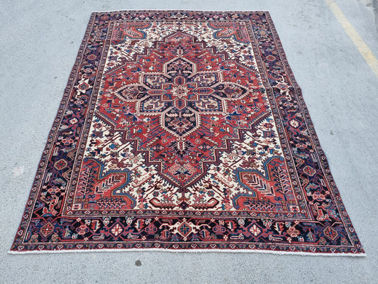 7x10 Vintage 1930s Oriental Heriz Rug – Handwoven, Vegetable Dyes