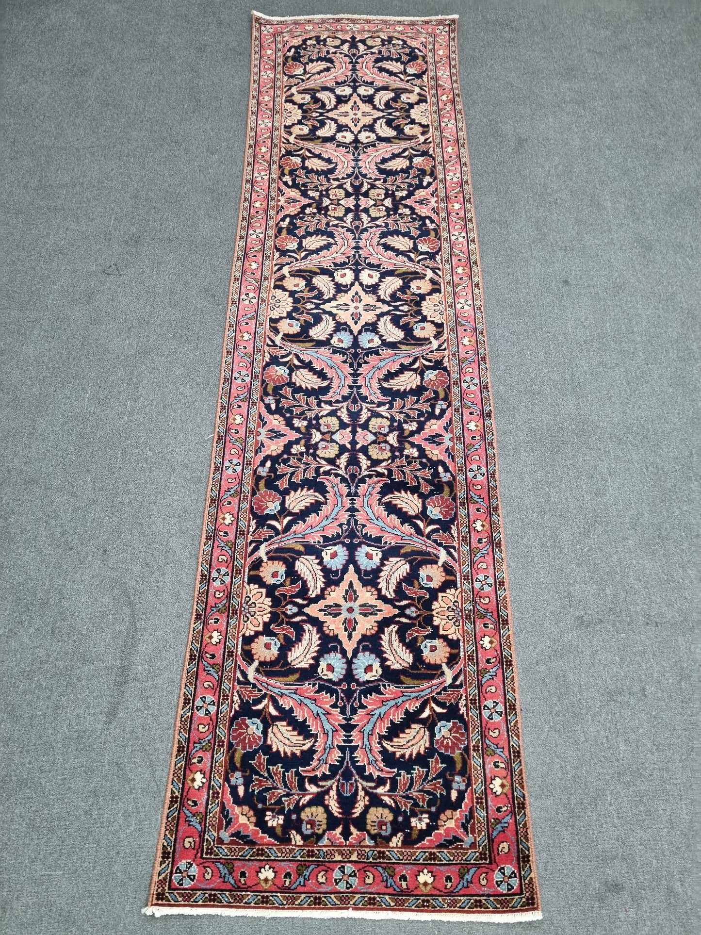 Vintage Oriental Runner Rug, Handwoven Wool Kitchen Hallway Rug 2'7" x 9'6"