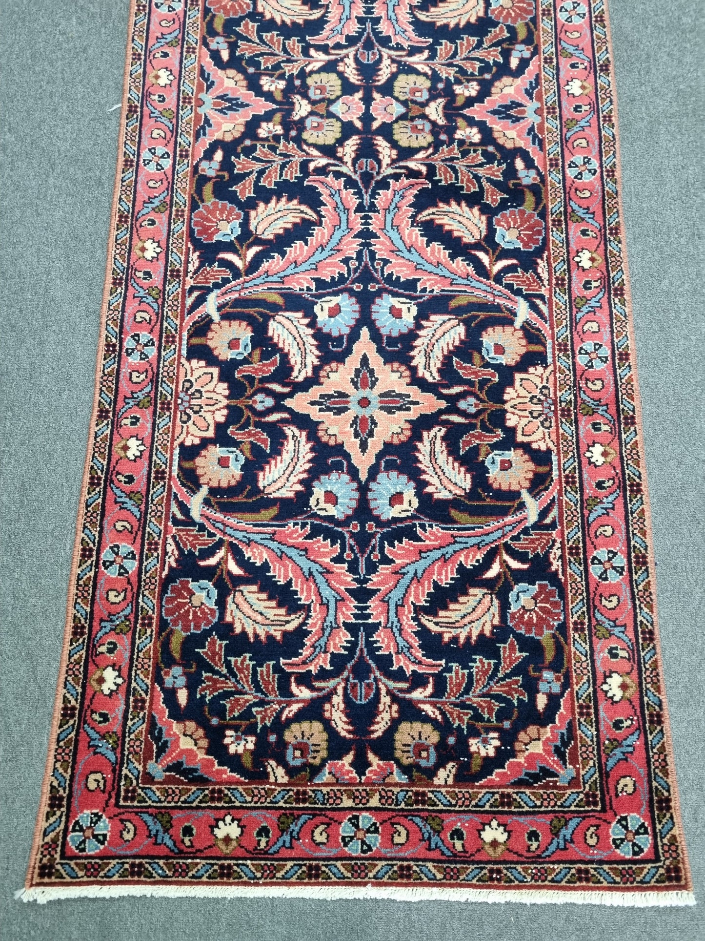 Vintage Oriental Runner Rug, Handwoven Wool Kitchen Hallway Rug 2'7" x 9'6"