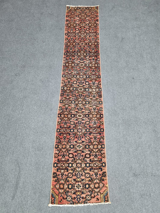 2x8 Handwoven Wool Runner Rug, Coral Red Persian Style Hallway Kitchen Carpet