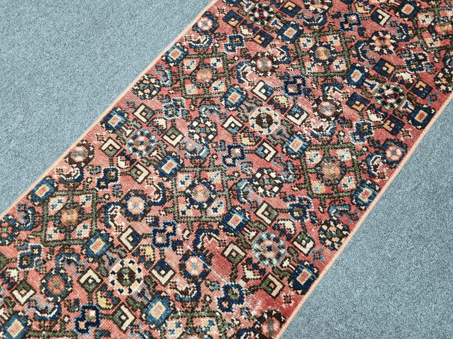 2x8 Handwoven Wool Runner Rug, Coral Red Persian Style Hallway Kitchen Carpet