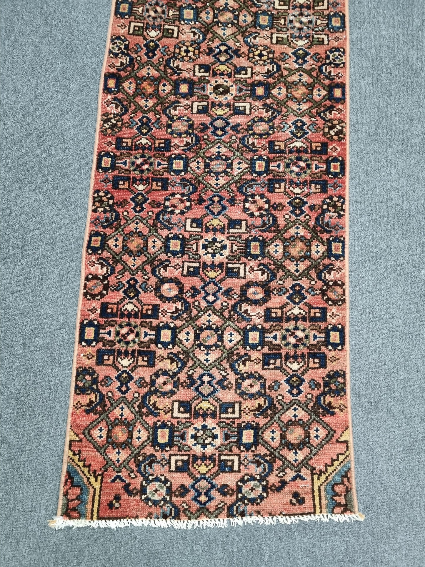 2x8 Handwoven Wool Runner Rug, Coral Red Persian Style Hallway Kitchen Carpet