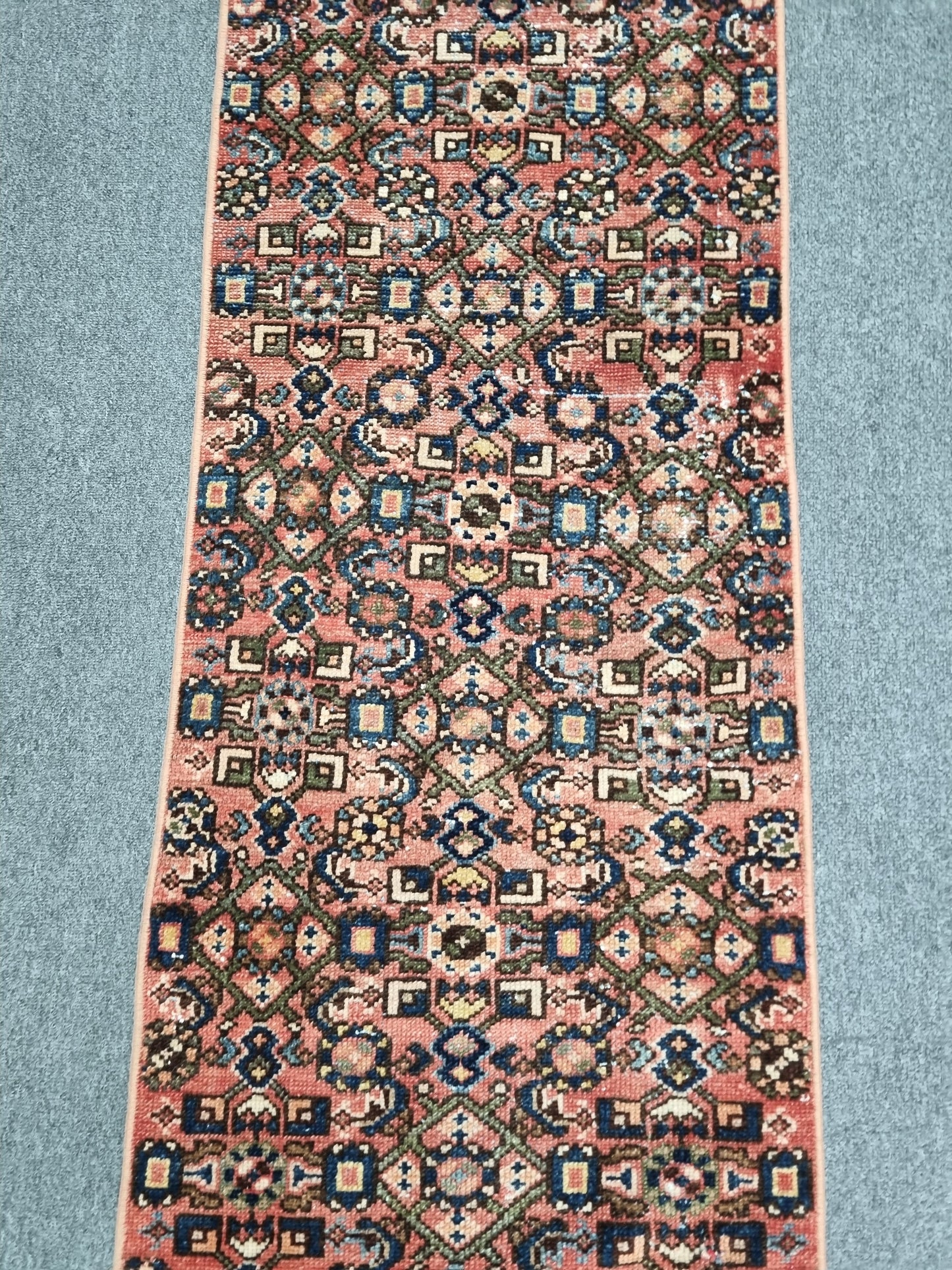 2x8 Handwoven Wool Runner Rug, Coral Red Persian Style Hallway Kitchen Carpet