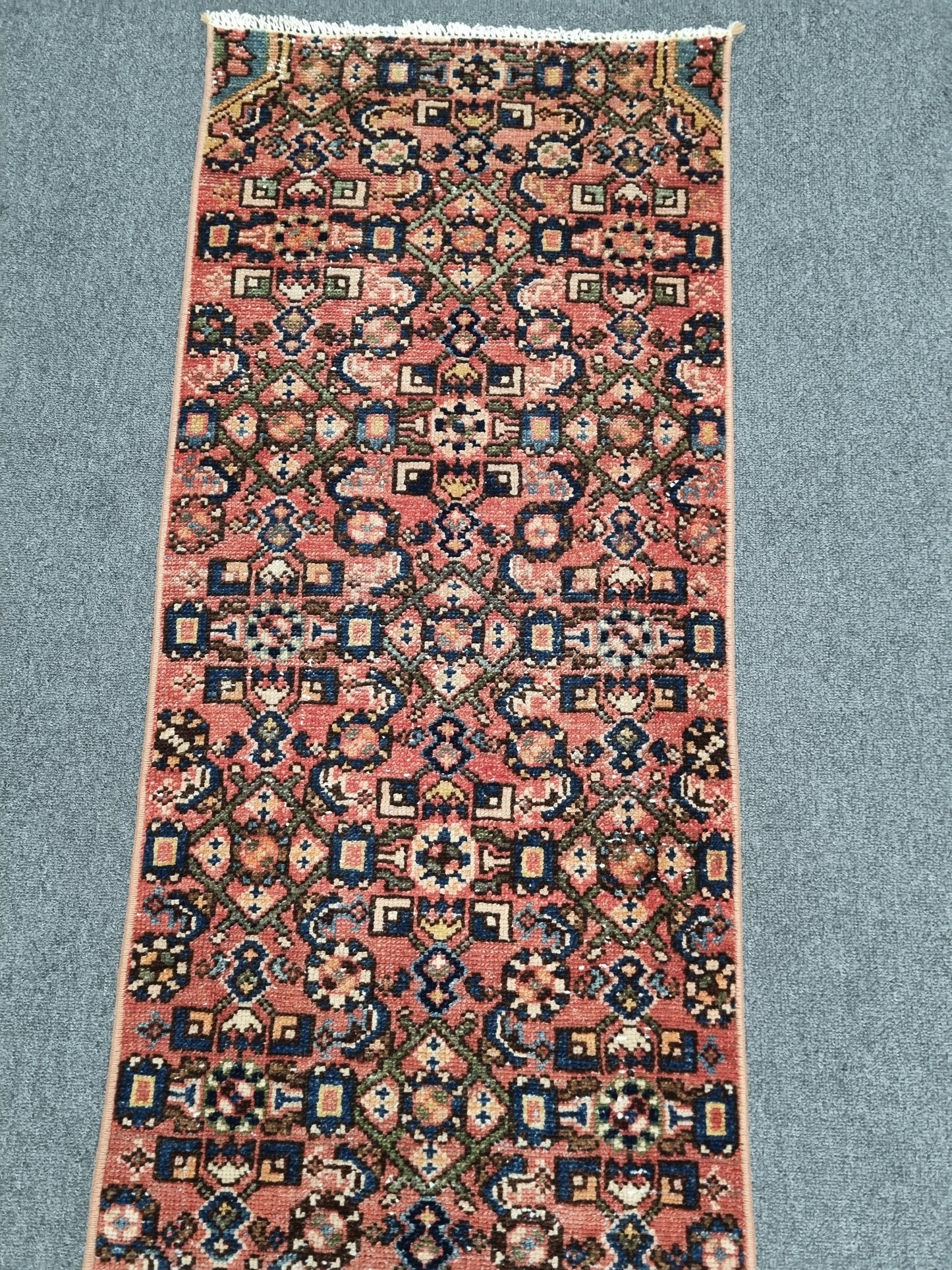 2x8 Handwoven Wool Runner Rug, Coral Red Persian Style Hallway Kitchen Carpet