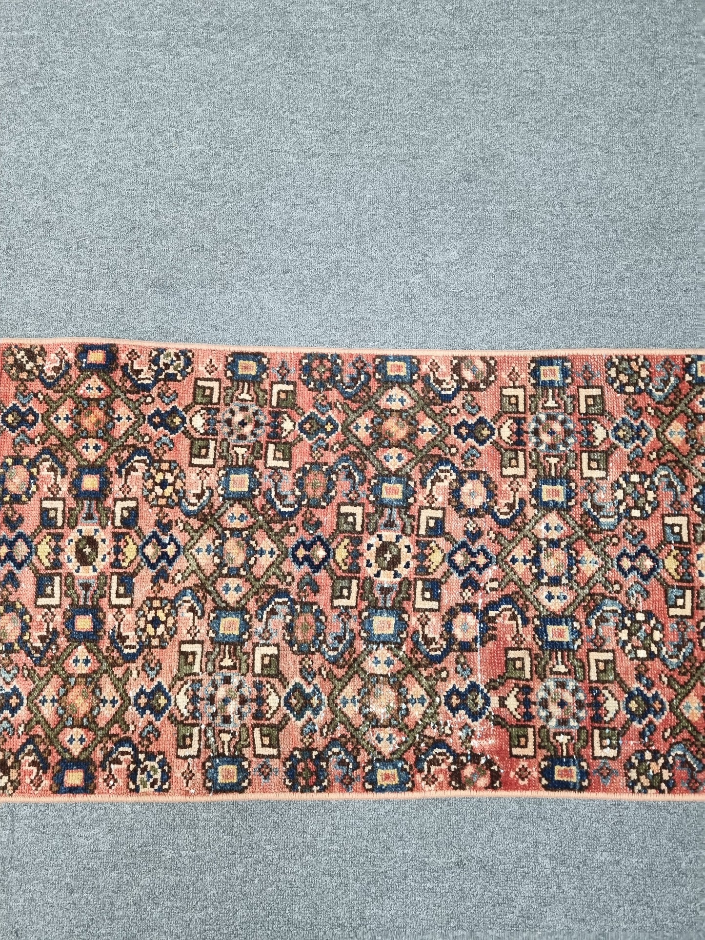 2x8 Handwoven Wool Runner Rug, Coral Red Persian Style Hallway Kitchen Carpet