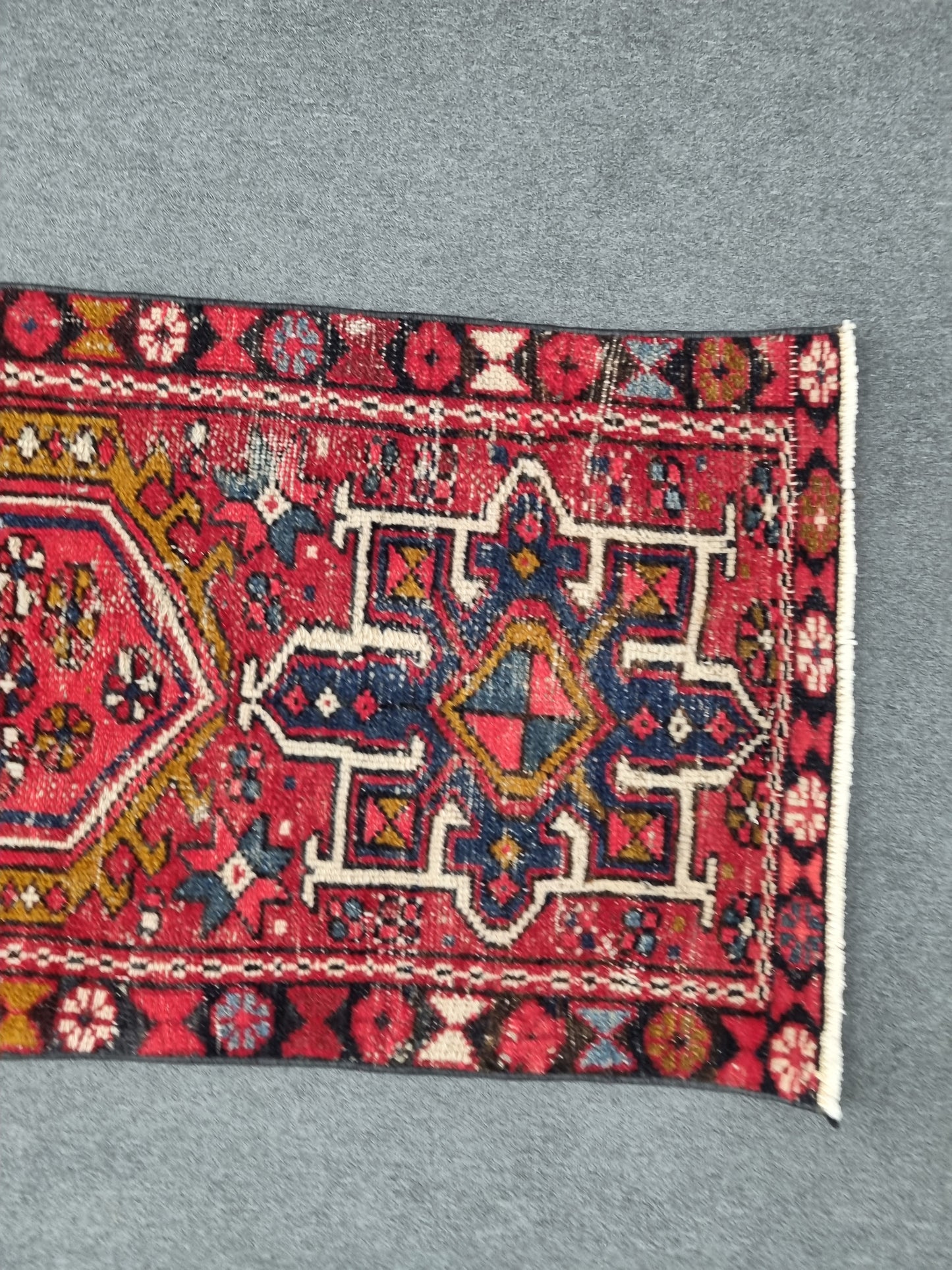Authentic Turkish Vintage Runner Rug 2.5x9 ft, Handwoven Red Anatolian Tribal Hallway Rug