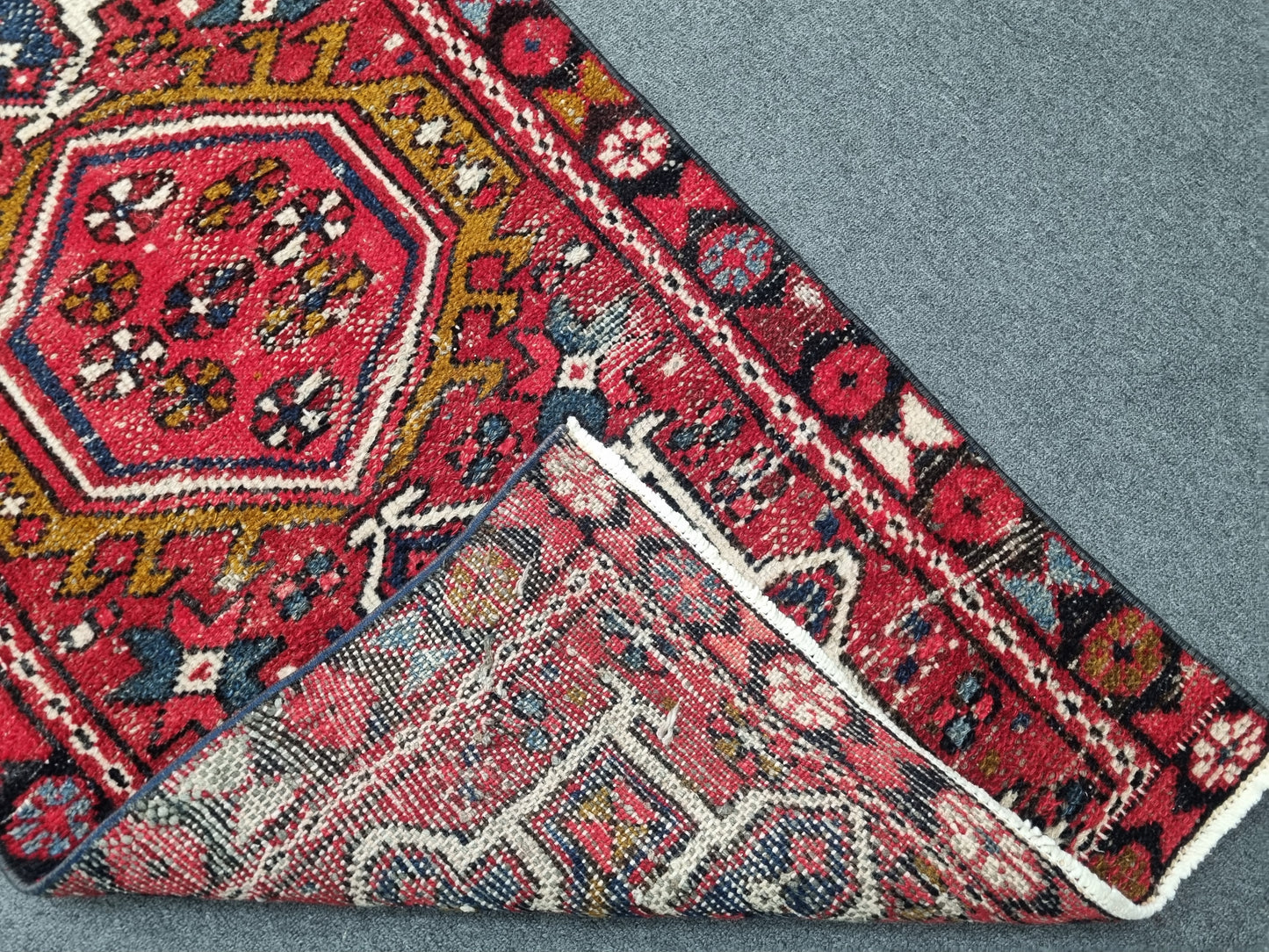 Authentic Turkish Vintage Runner Rug 2.5x9 ft, Handwoven Red Anatolian Tribal Hallway Rug
