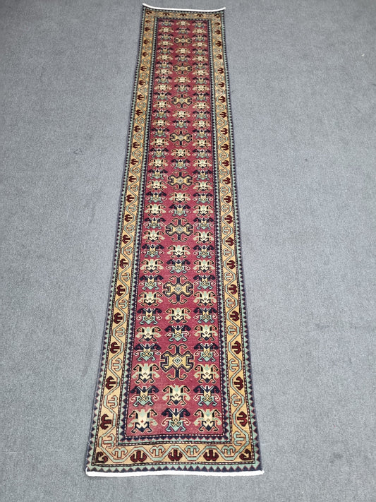 Vintage Oriental Runner Rug, Handwoven Wool Kitchen Hallway Rug 2'2" x 10'5"