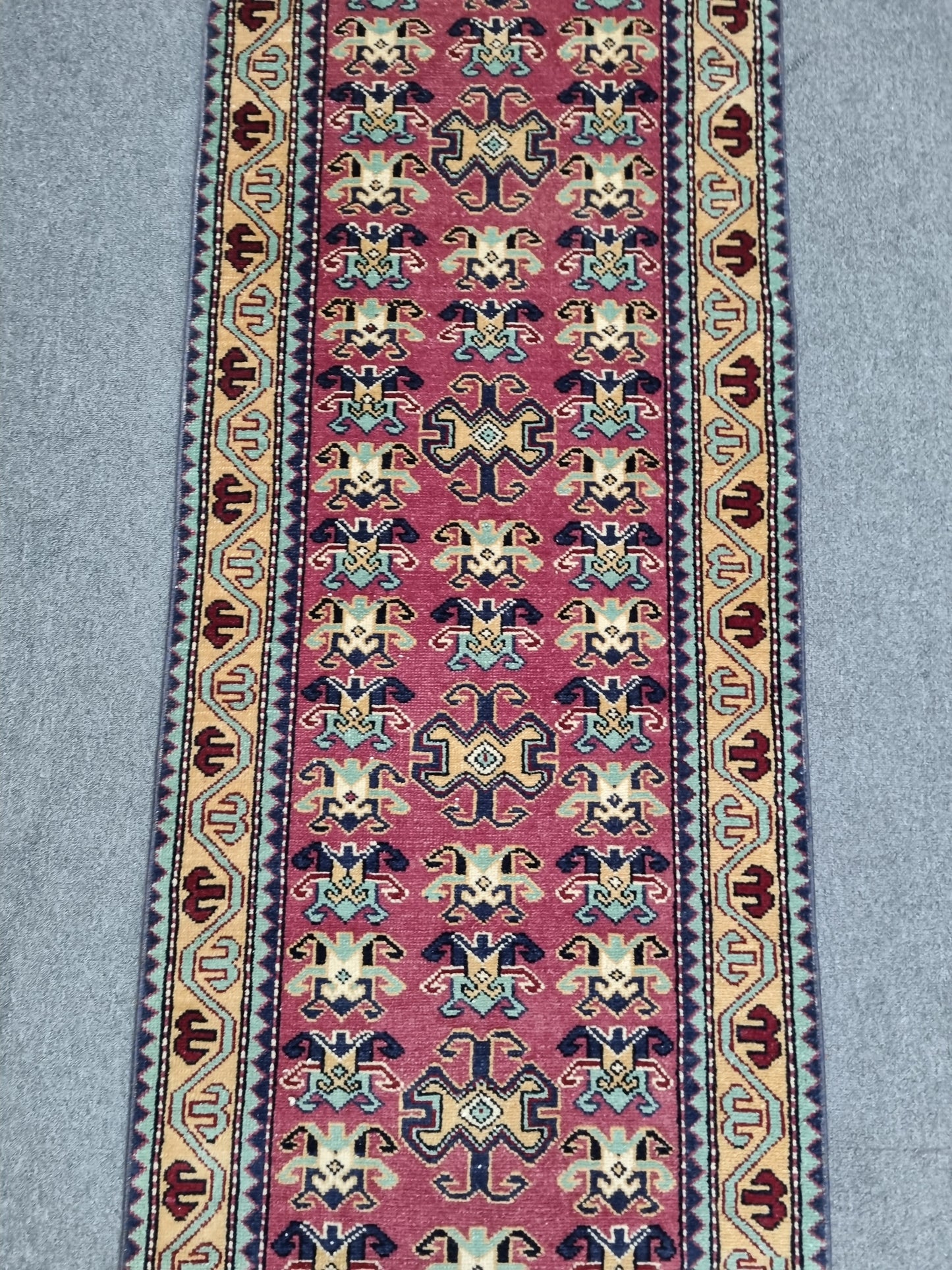 Vintage Oriental Runner Rug, Handwoven Wool Kitchen Hallway Rug 2'2" x 10'5"