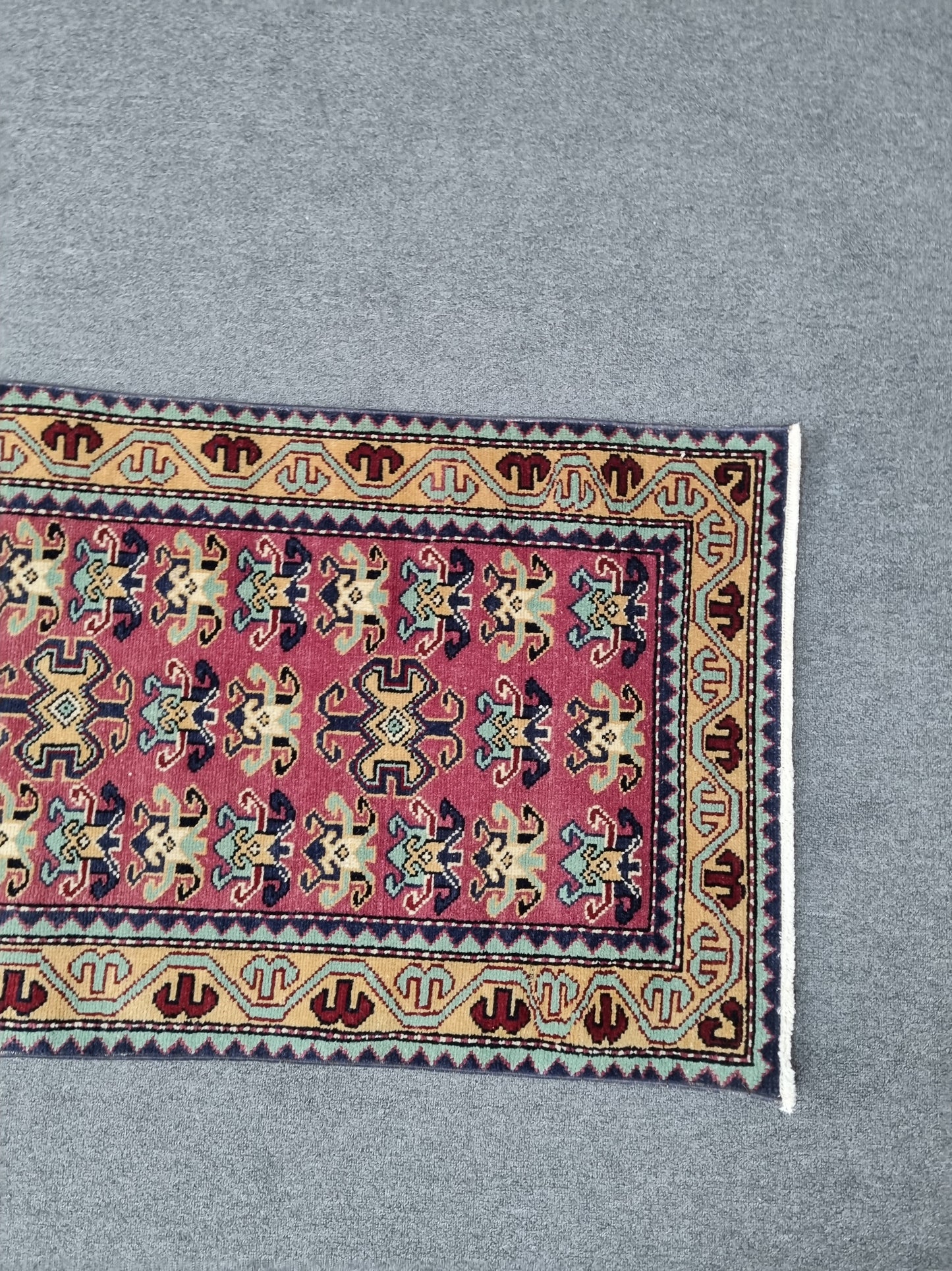 Vintage Oriental Runner Rug, Handwoven Wool Kitchen Hallway Rug 2'2" x 10'5"