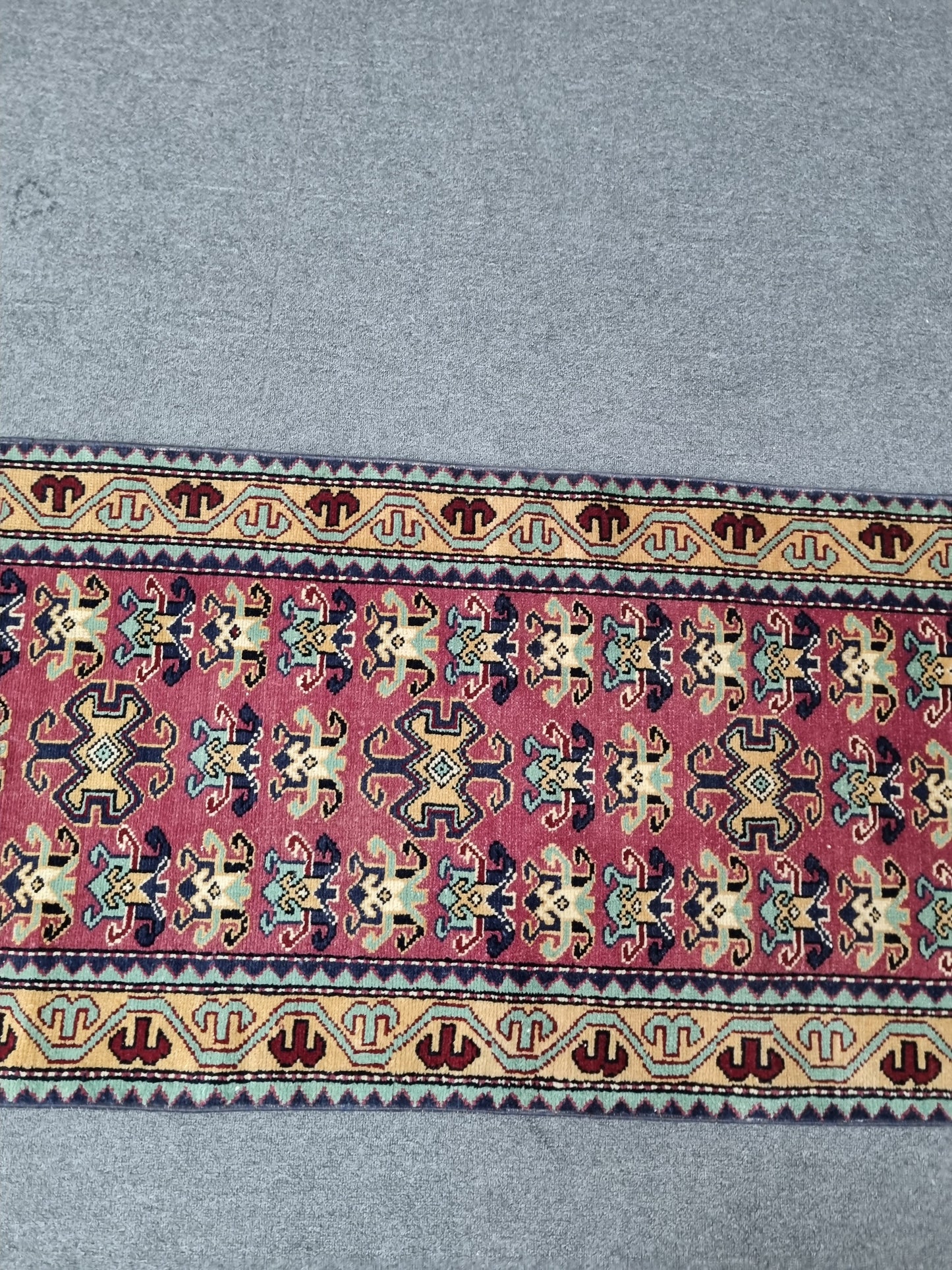 Vintage Oriental Runner Rug, Handwoven Wool Kitchen Hallway Rug 2'2" x 10'5"
