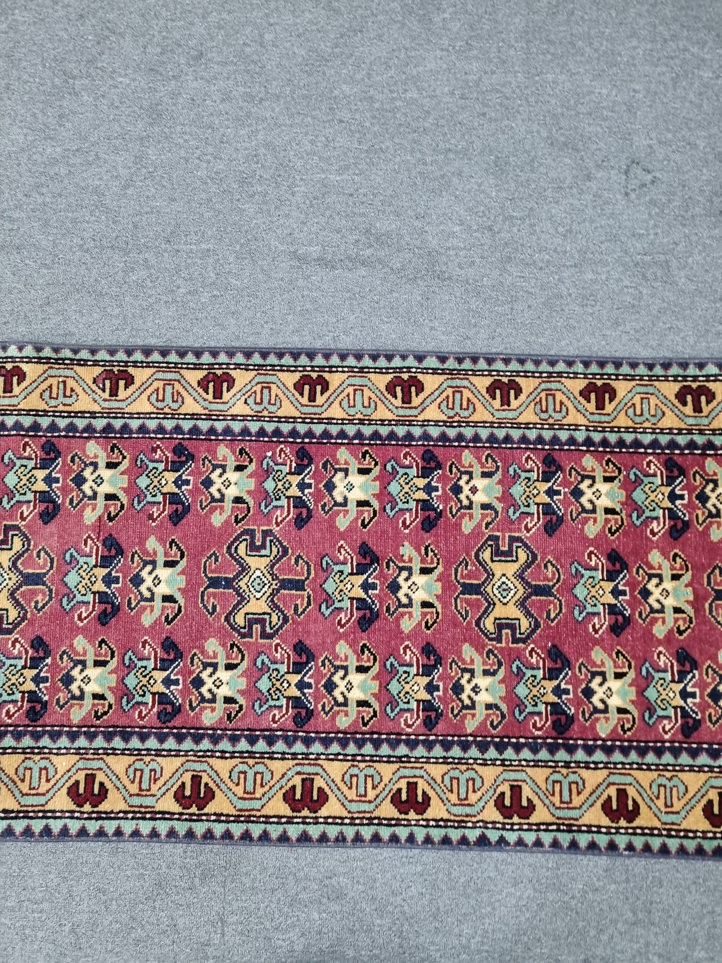 Vintage Oriental Runner Rug, Handwoven Wool Kitchen Hallway Rug 2'2" x 10'5"