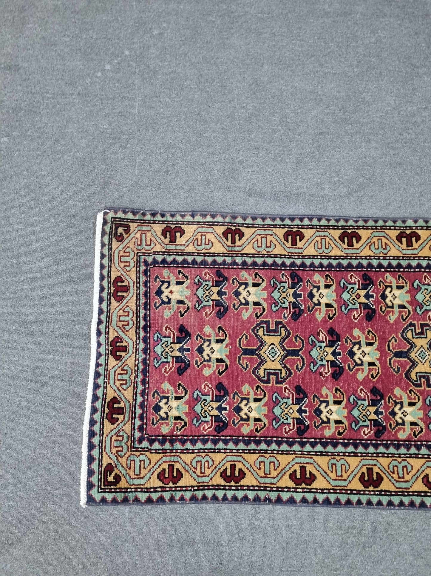 Vintage Oriental Runner Rug, Handwoven Wool Kitchen Hallway Rug 2'2" x 10'5"