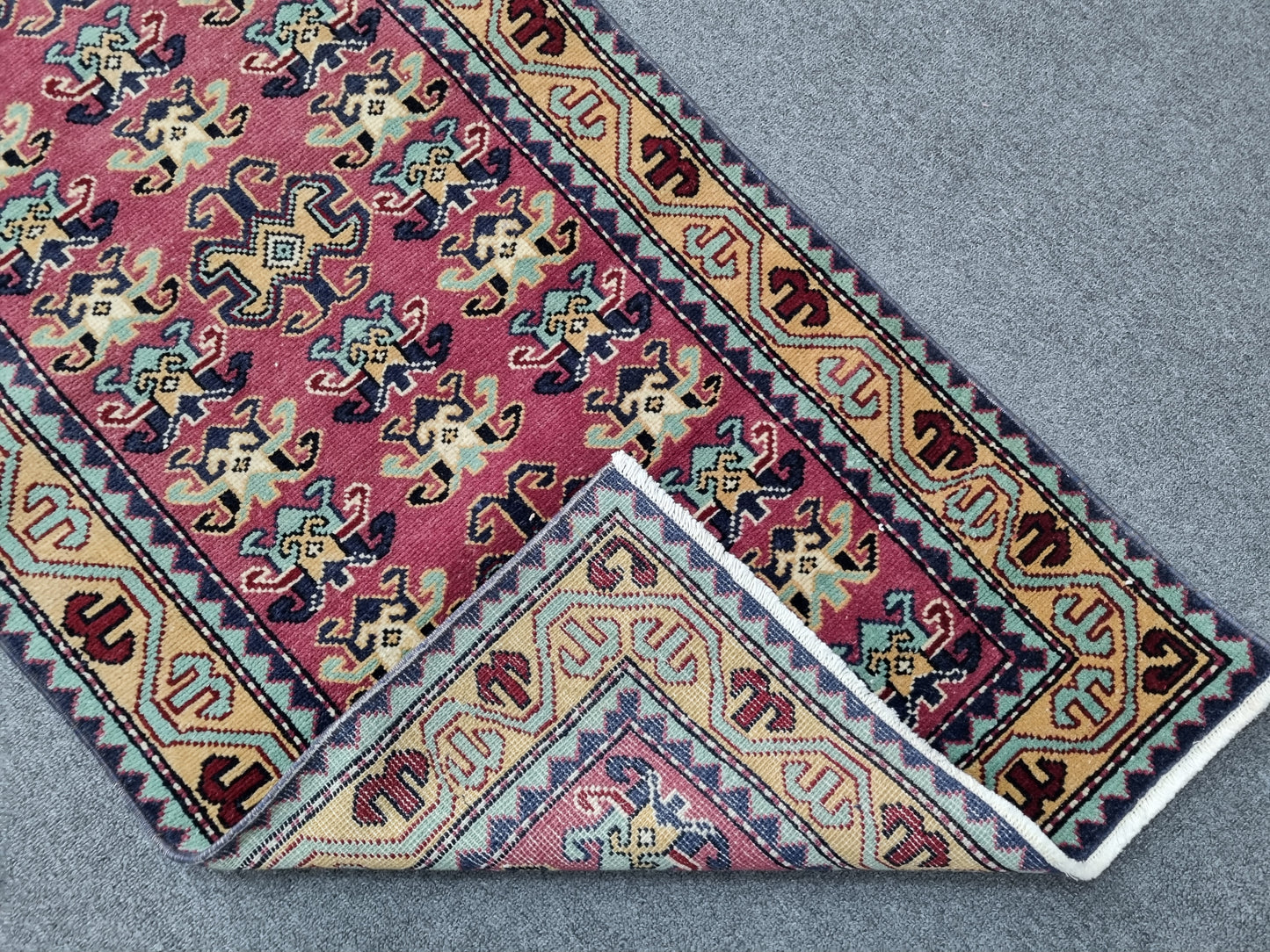 Vintage Oriental Runner Rug, Handwoven Wool Kitchen Hallway Rug 2'2" x 10'5"