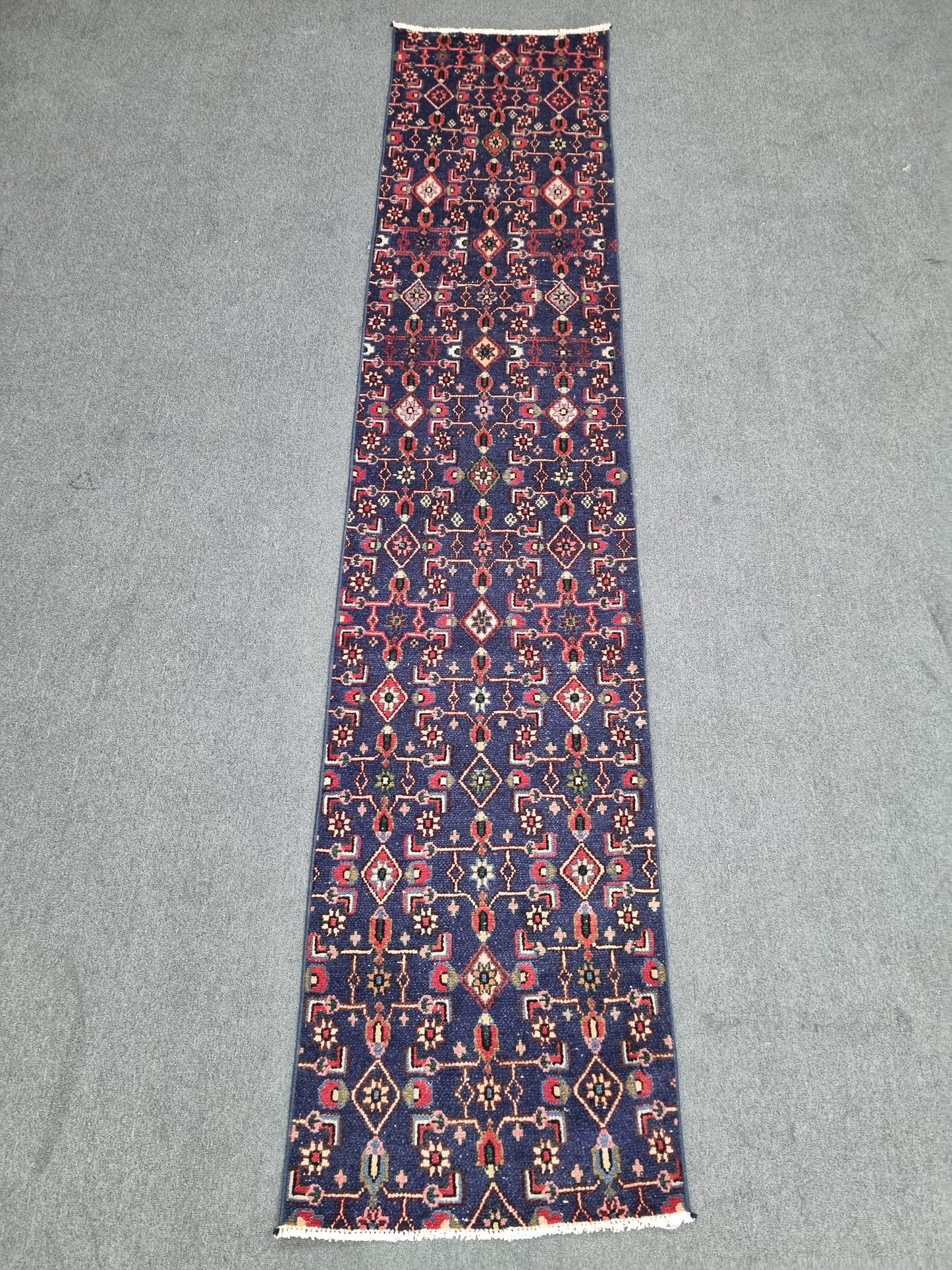2x10 Navy Blue Vintage Runner Rug, Handwoven Wool Tribal Hallway Kitchen Rug