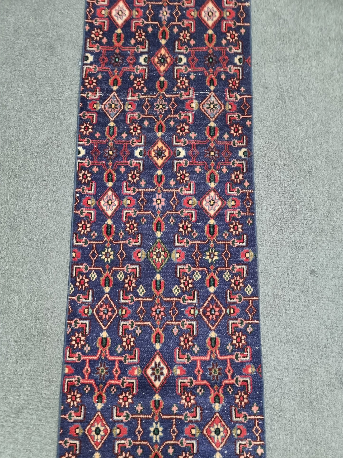 2x10 Navy Blue Vintage Runner Rug, Handwoven Wool Tribal Hallway Kitchen Rug