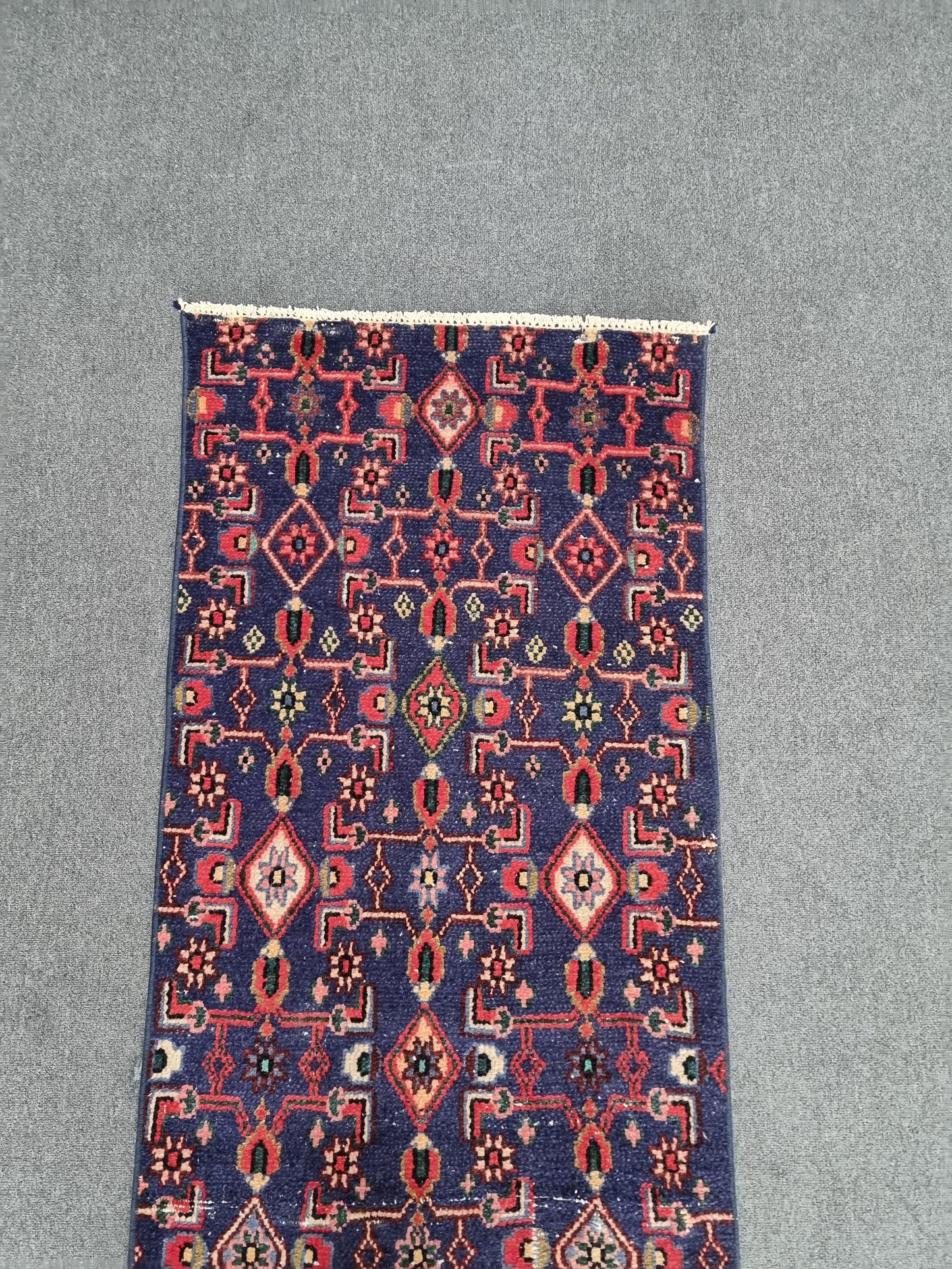 2x10 Navy Blue Vintage Runner Rug, Handwoven Wool Tribal Hallway Kitchen Rug