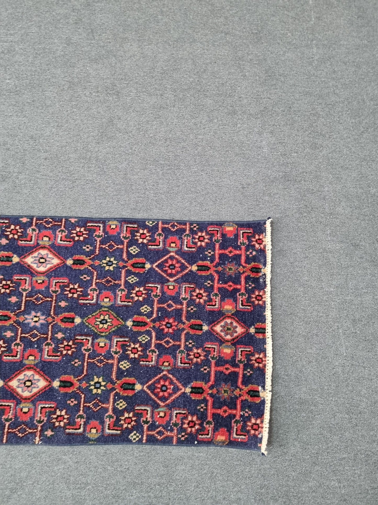 2x10 Navy Blue Vintage Runner Rug, Handwoven Wool Tribal Hallway Kitchen Rug