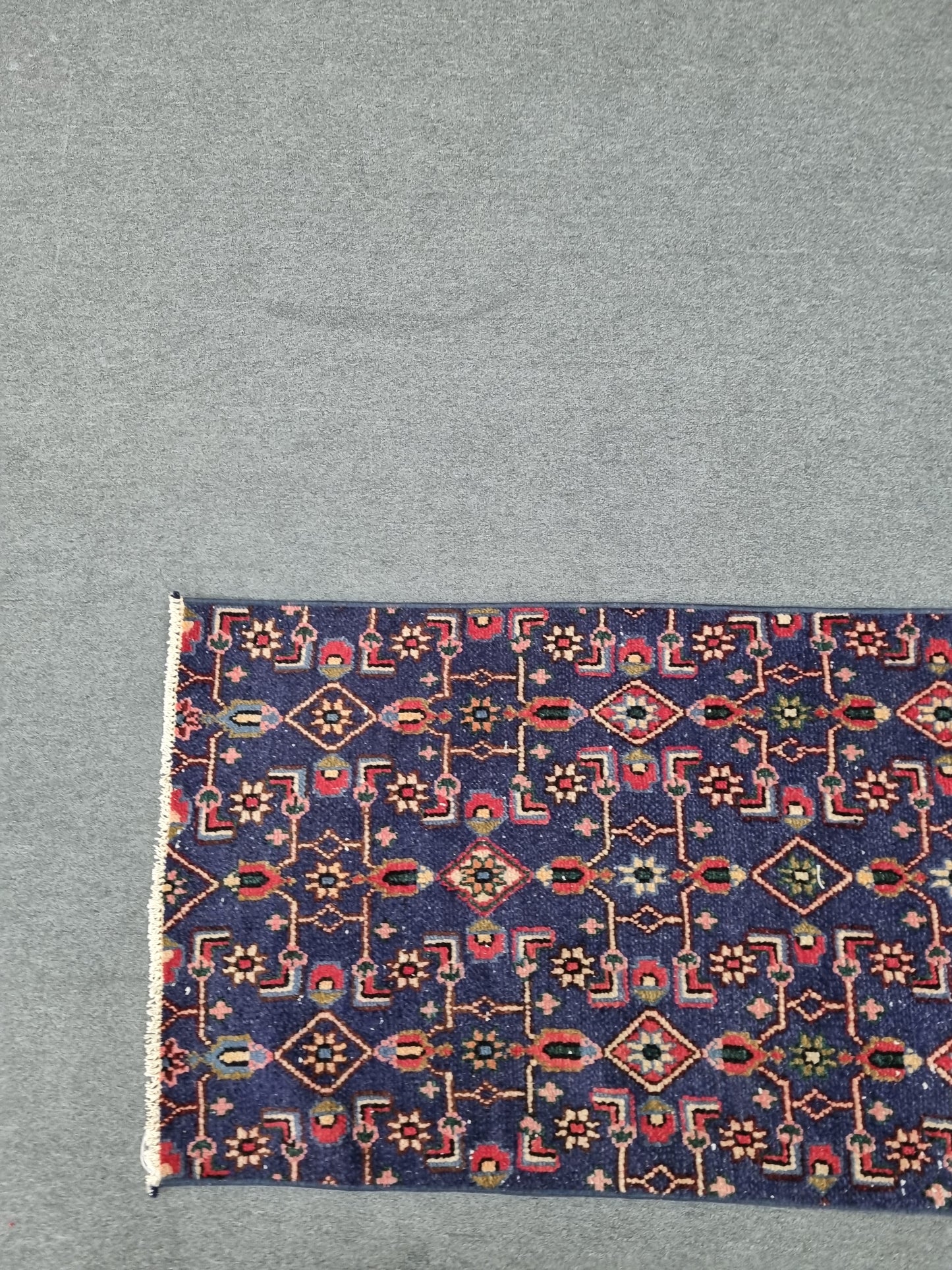 2x10 Navy Blue Vintage Runner Rug, Handwoven Wool Tribal Hallway Kitchen Rug