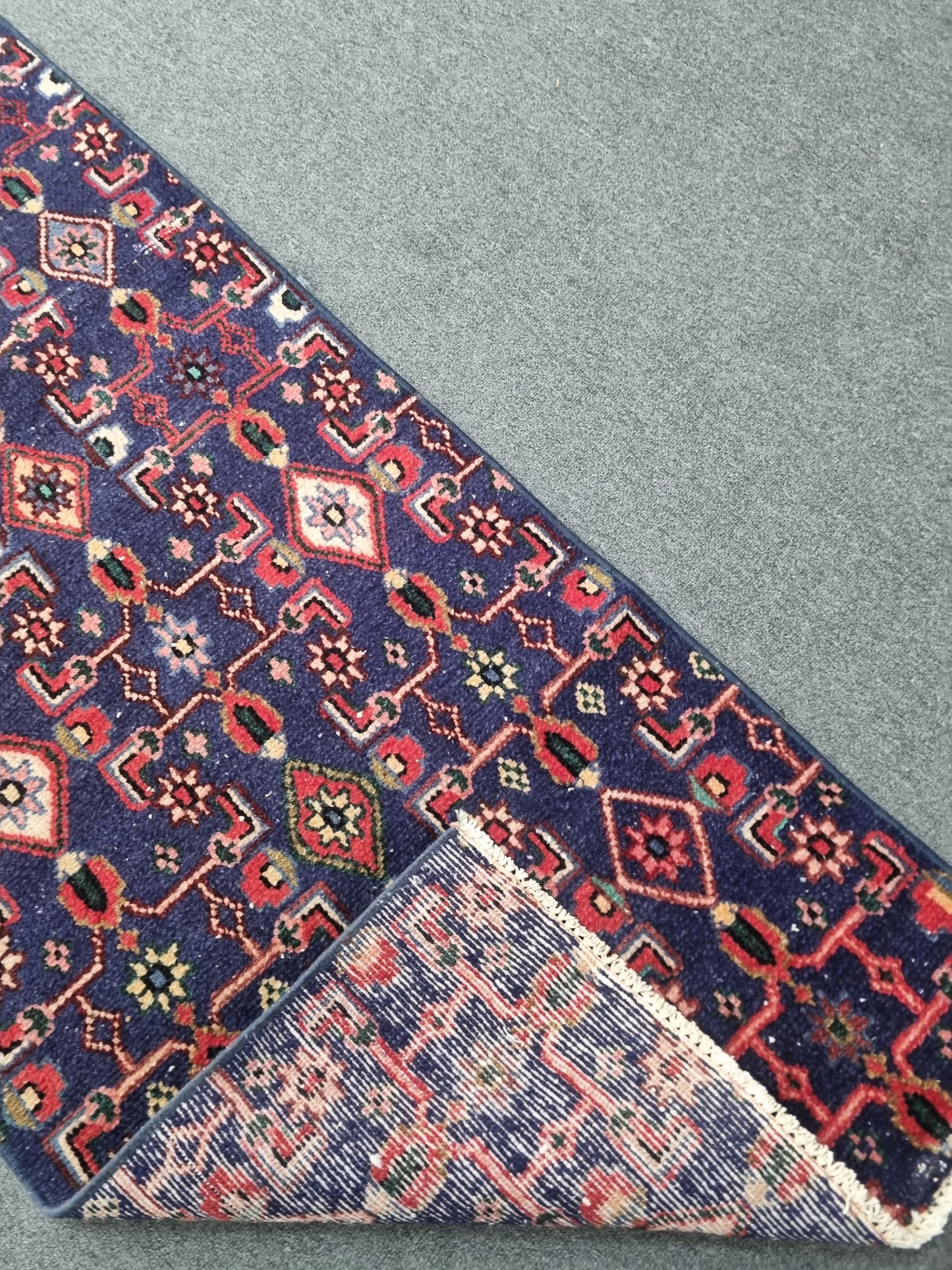 2x10 Navy Blue Vintage Runner Rug, Handwoven Wool Tribal Hallway Kitchen Rug
