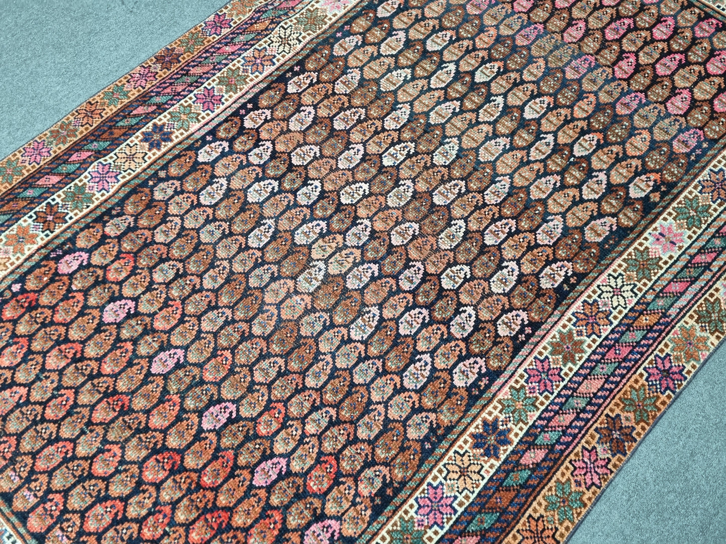1920s 4'3" x 7'1" Antique Oriental Rug, Handwoven Wool Folk Art Carpet