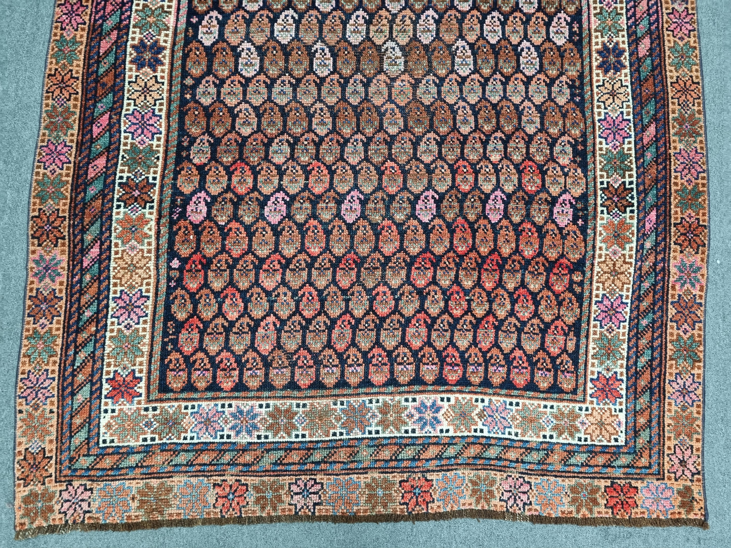 1920s 4'3" x 7'1" Antique Oriental Rug, Handwoven Wool Folk Art Carpet