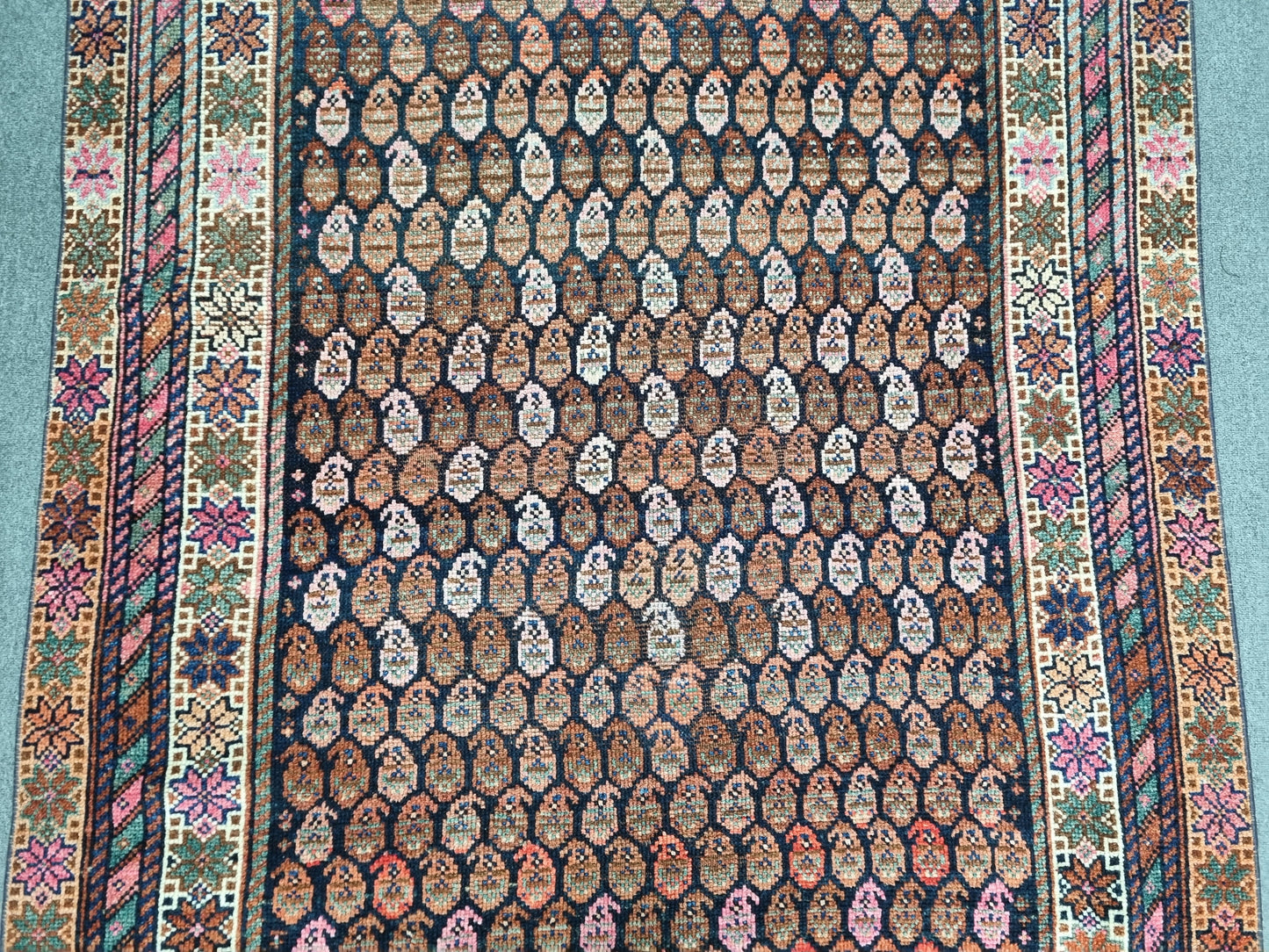 1920s 4'3" x 7'1" Antique Oriental Rug, Handwoven Wool Folk Art Carpet