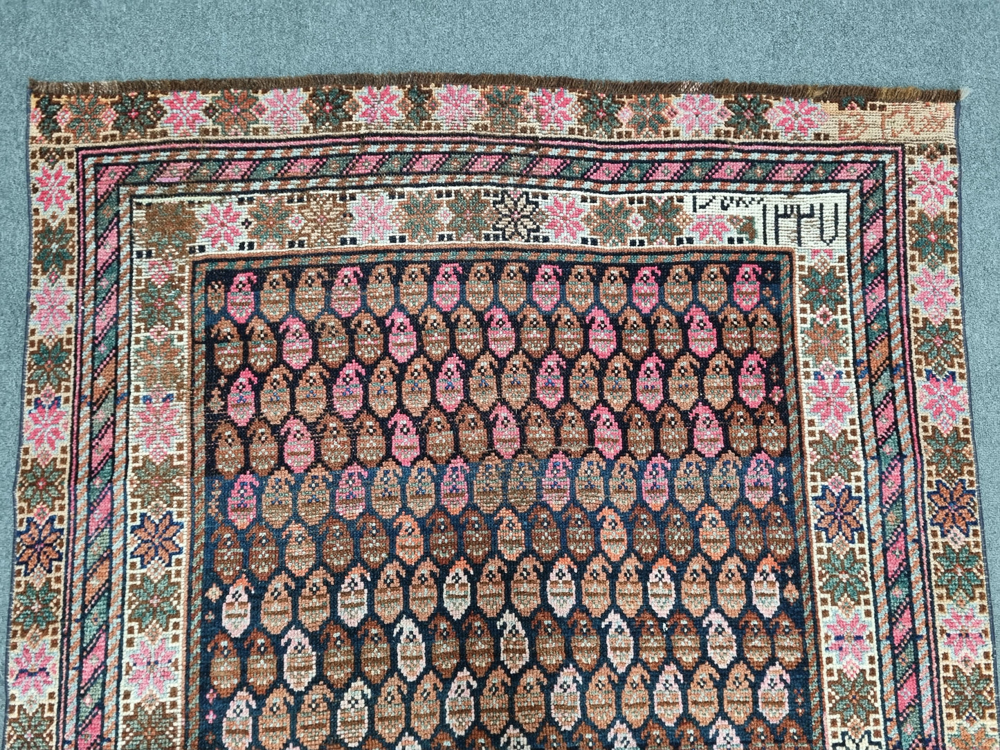 1920s 4'3" x 7'1" Antique Oriental Rug, Handwoven Wool Folk Art Carpet
