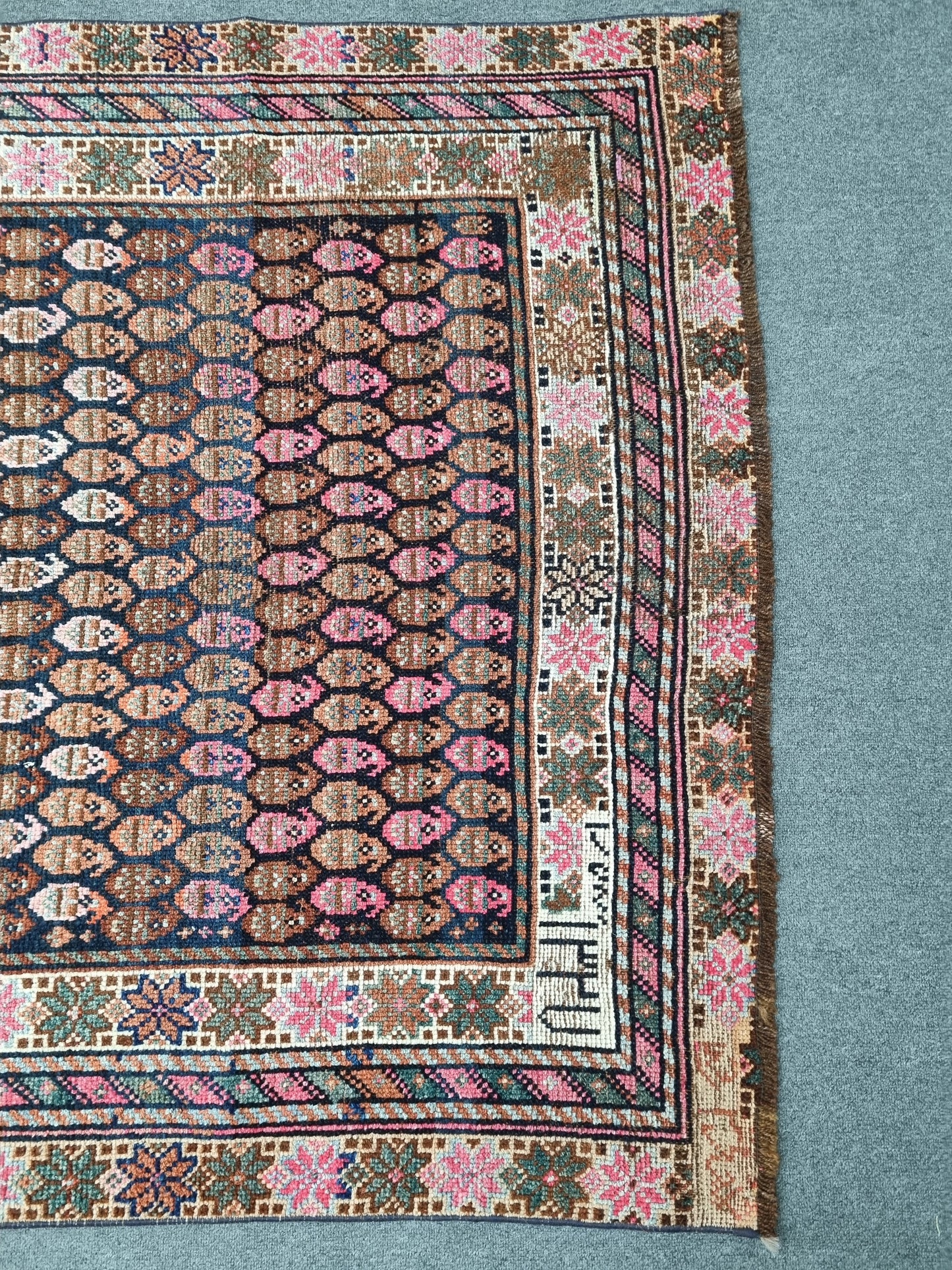 1920s 4'3" x 7'1" Antique Oriental Rug, Handwoven Wool Folk Art Carpet
