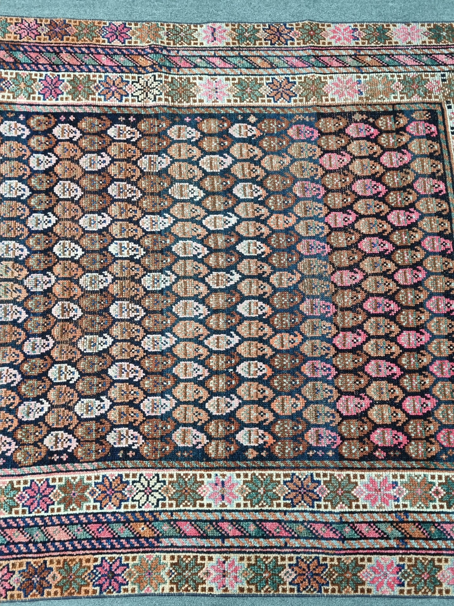 1920s 4'3" x 7'1" Antique Oriental Rug, Handwoven Wool Folk Art Carpet