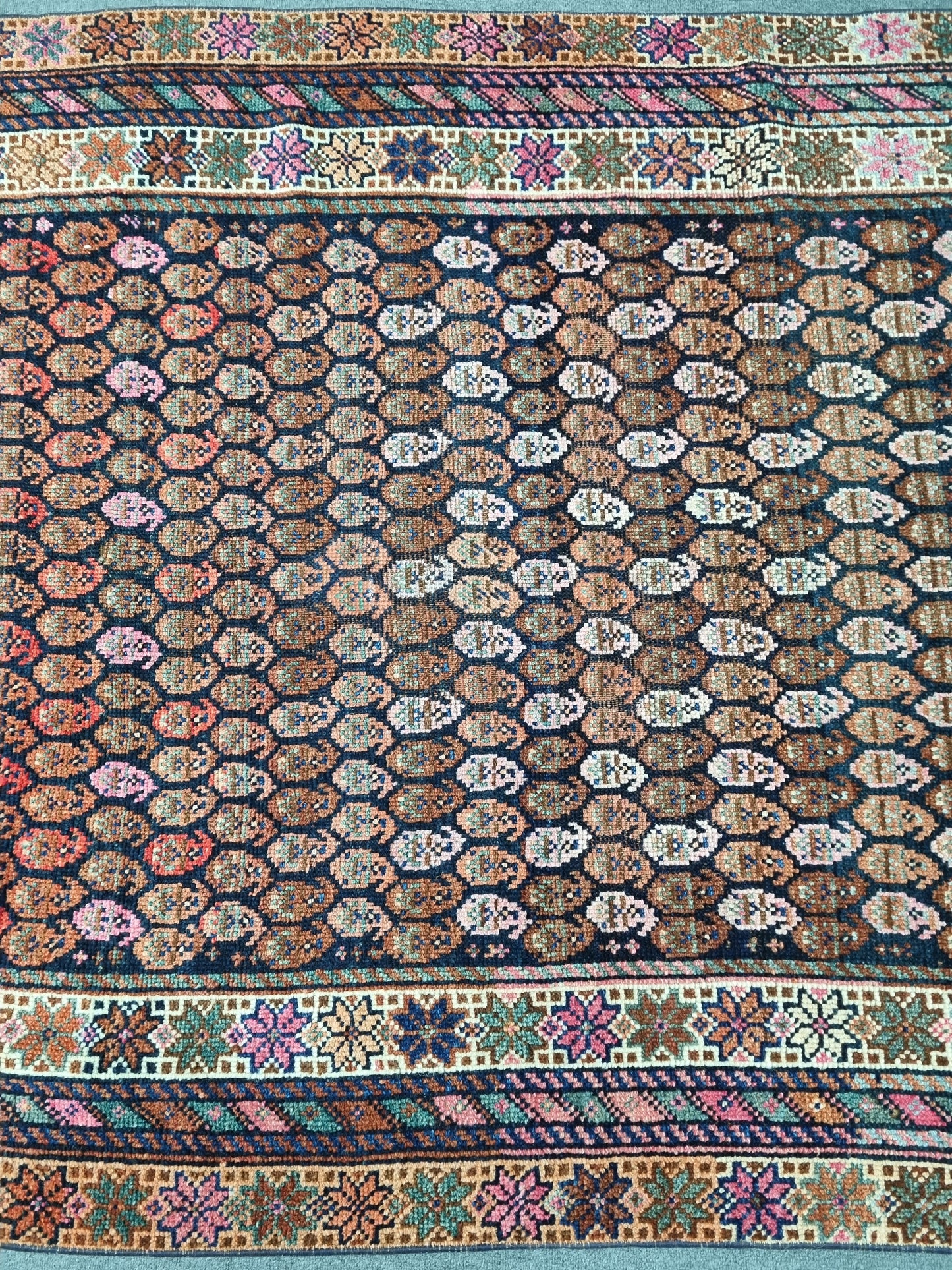 1920s 4'3" x 7'1" Antique Oriental Rug, Handwoven Wool Folk Art Carpet