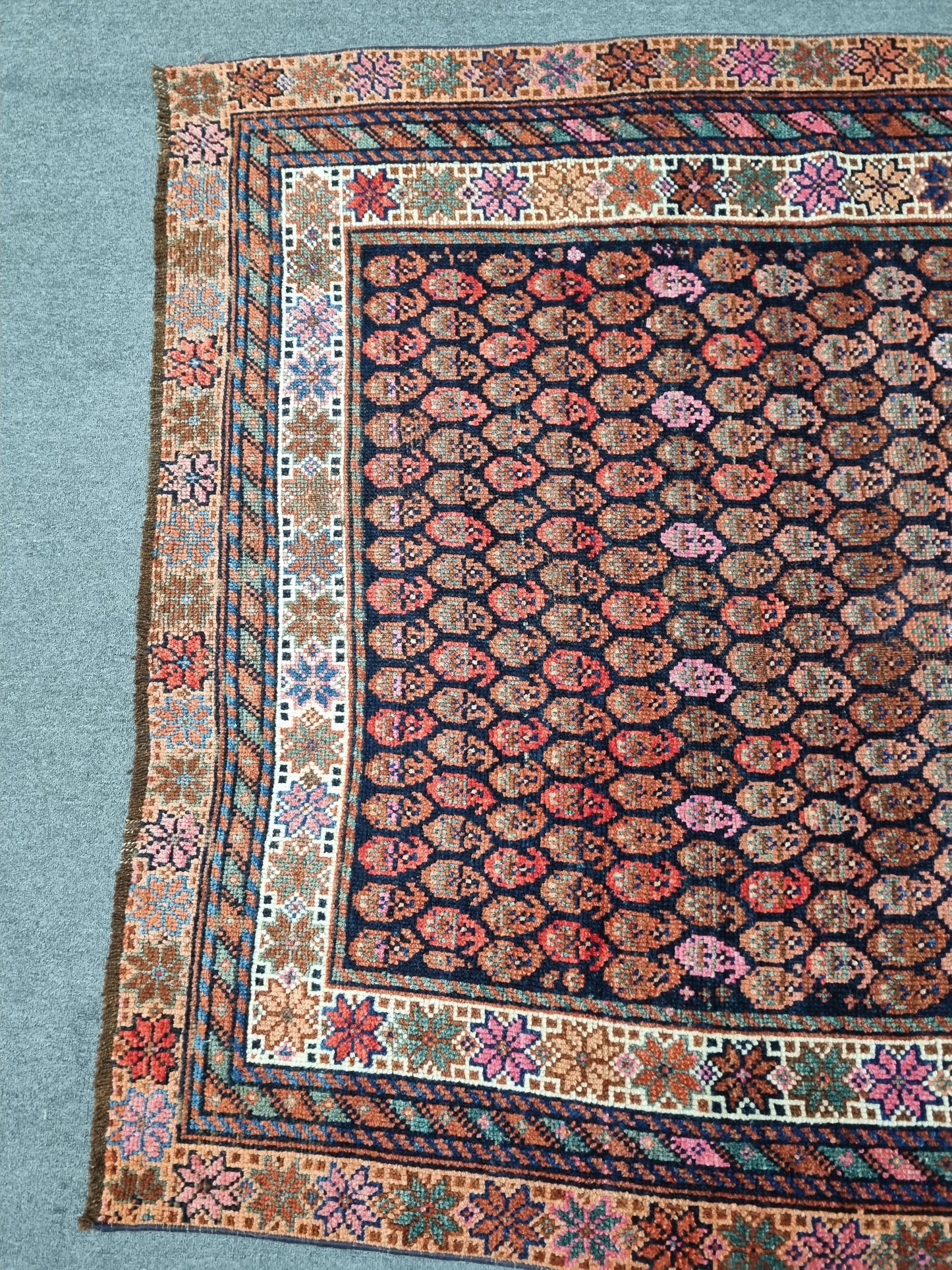 1920s 4'3" x 7'1" Antique Oriental Rug, Handwoven Wool Folk Art Carpet