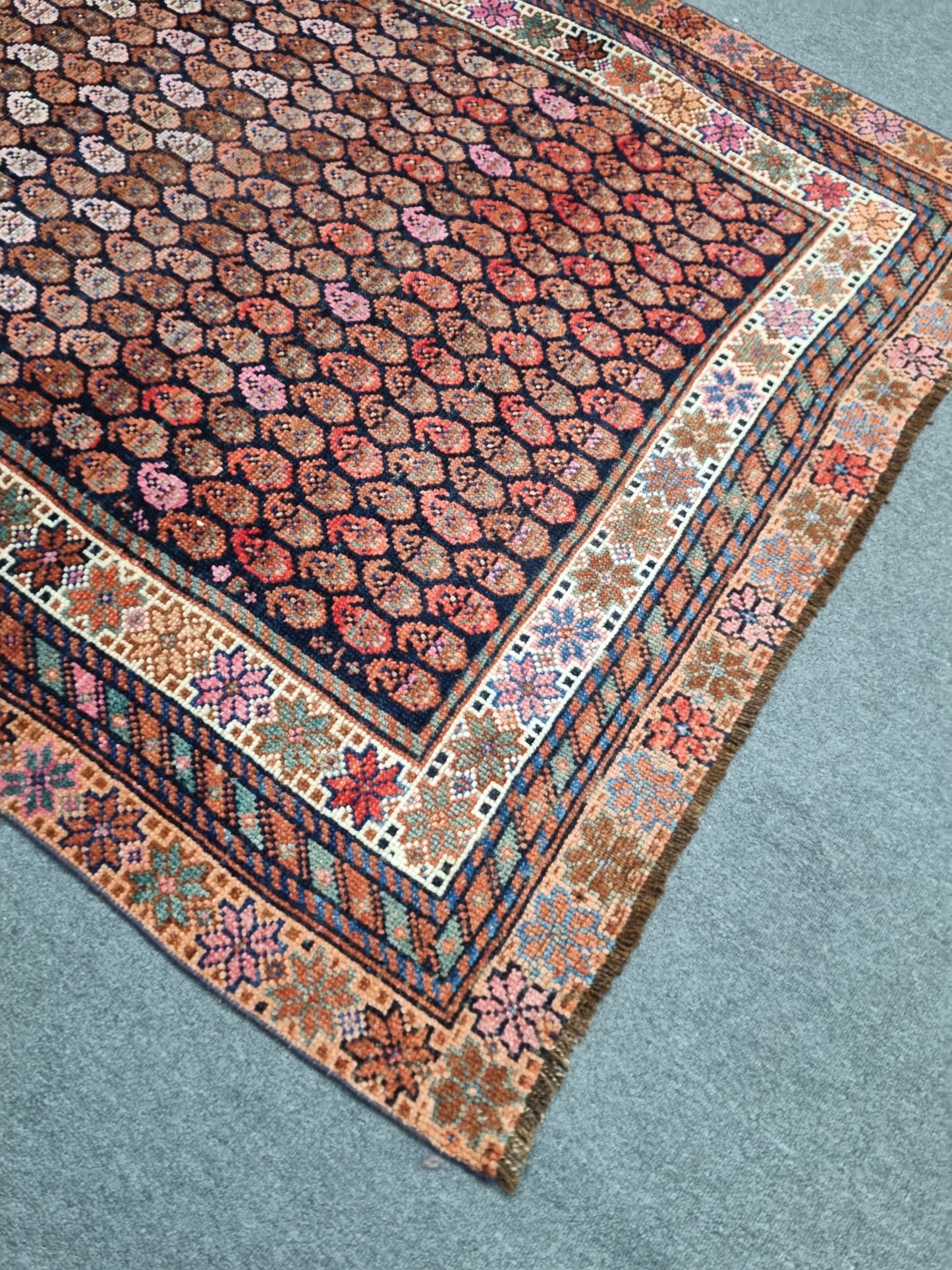 1920s 4'3" x 7'1" Antique Oriental Rug, Handwoven Wool Folk Art Carpet