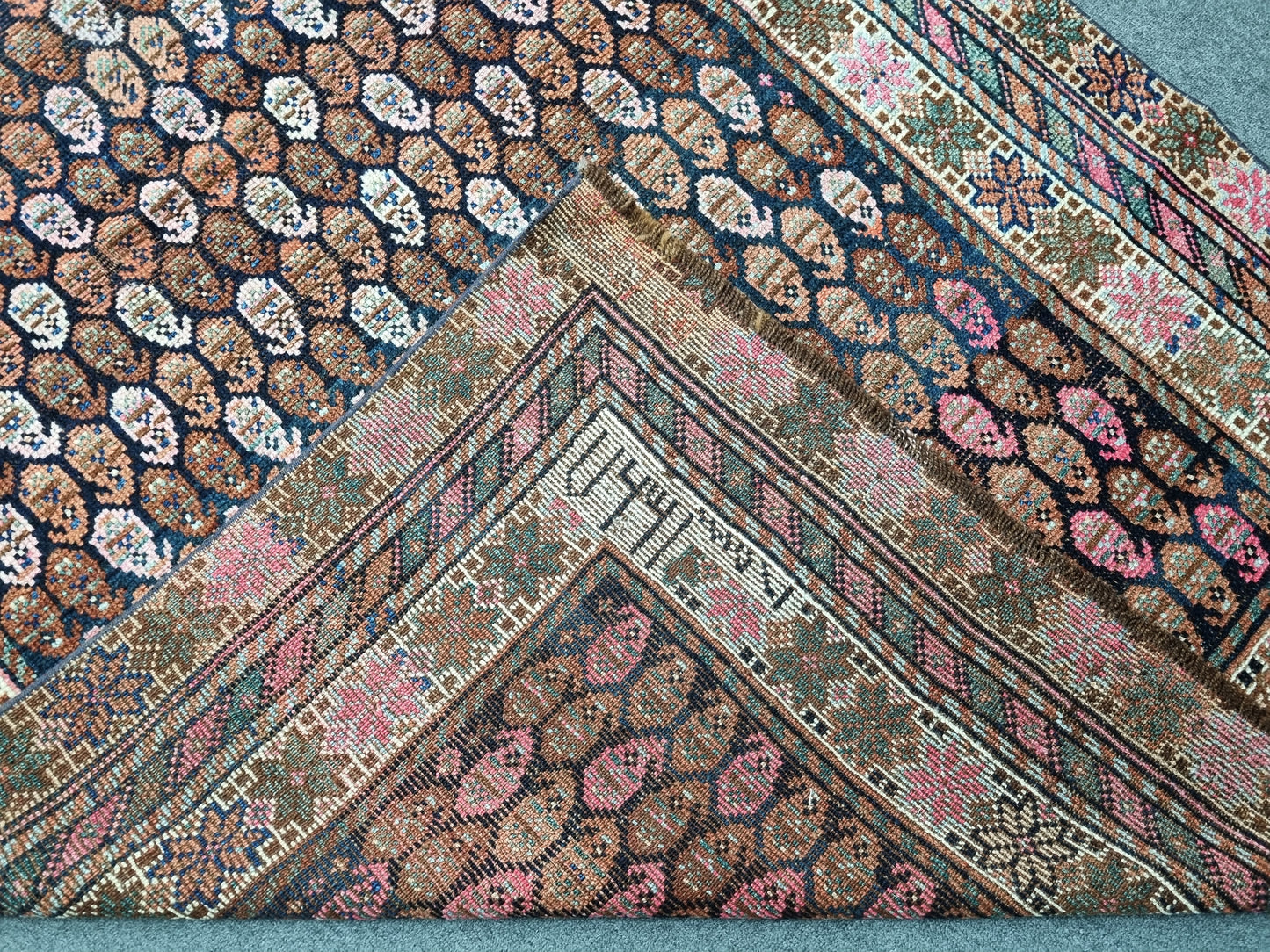 1920s 4'3" x 7'1" Antique Oriental Rug, Handwoven Wool Folk Art Carpet