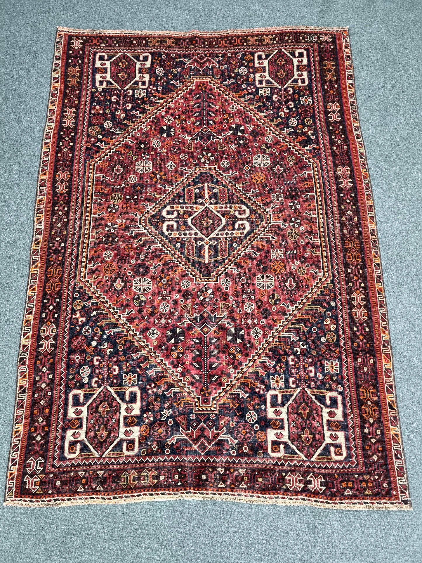 1920s 4'6" x 6'8" Antique Turkish Rug, Handwoven Wool Tribal Oriental Carpet
