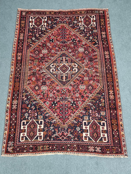 1920s 4'6" x 6'8" Antique Turkish Rug, Handwoven Wool Tribal Oriental Carpet