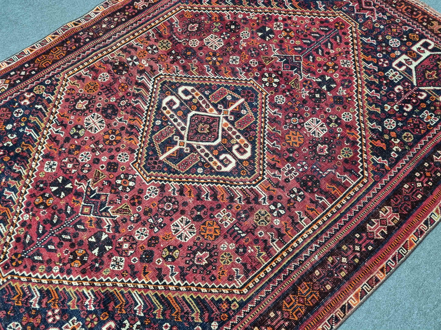 1920s 4'6" x 6'8" Antique Turkish Rug, Handwoven Wool Tribal Oriental Carpet