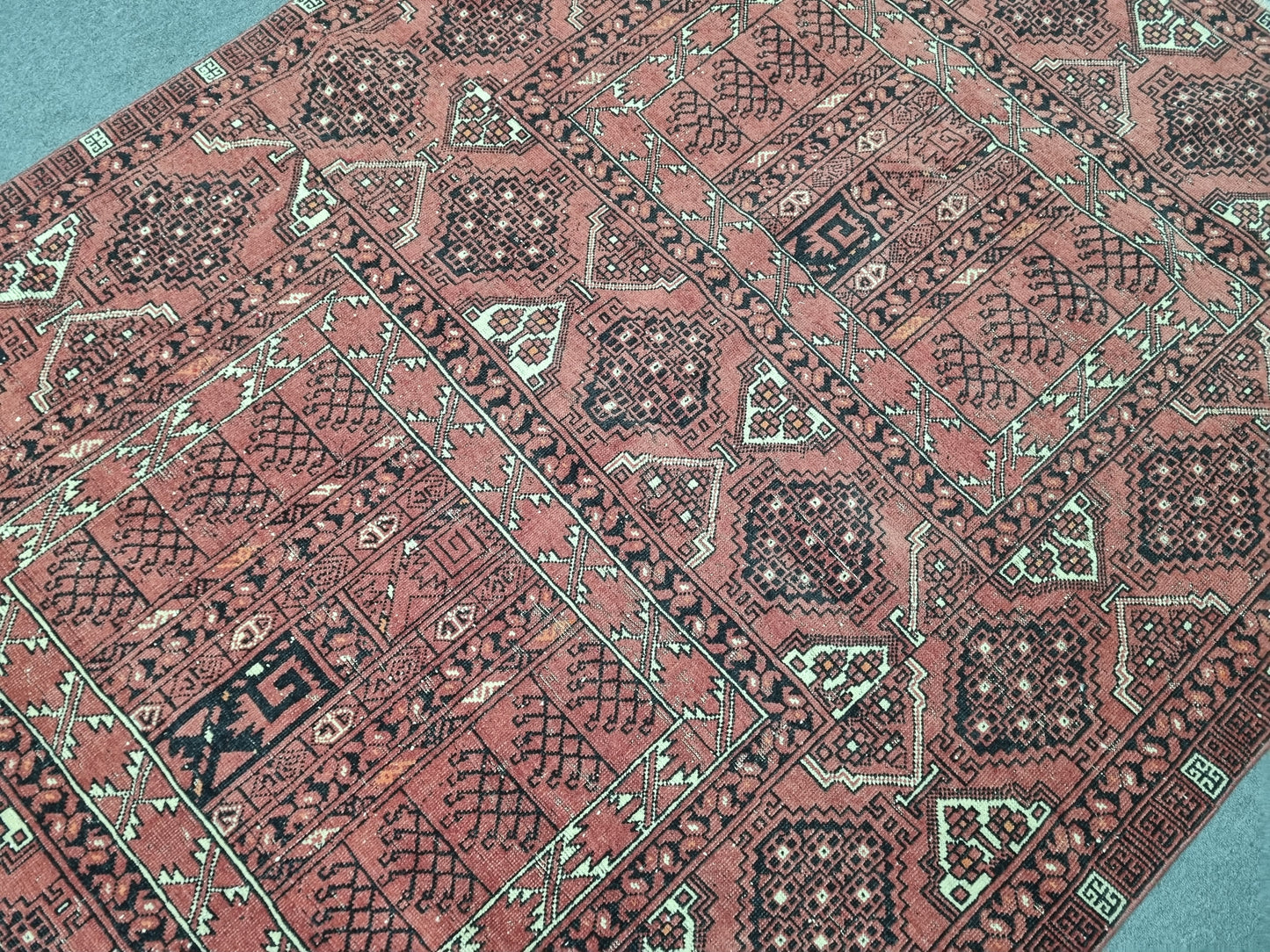 Vintage Wool Rug 5'6" x 7'11", Handwoven Geometric Area Rug, Red Tribal Pattern Carpet