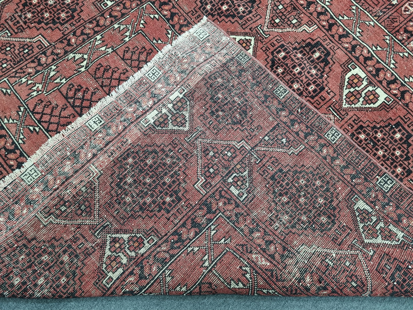 Vintage Wool Rug 5'6" x 7'11", Handwoven Geometric Area Rug, Red Tribal Pattern Carpet