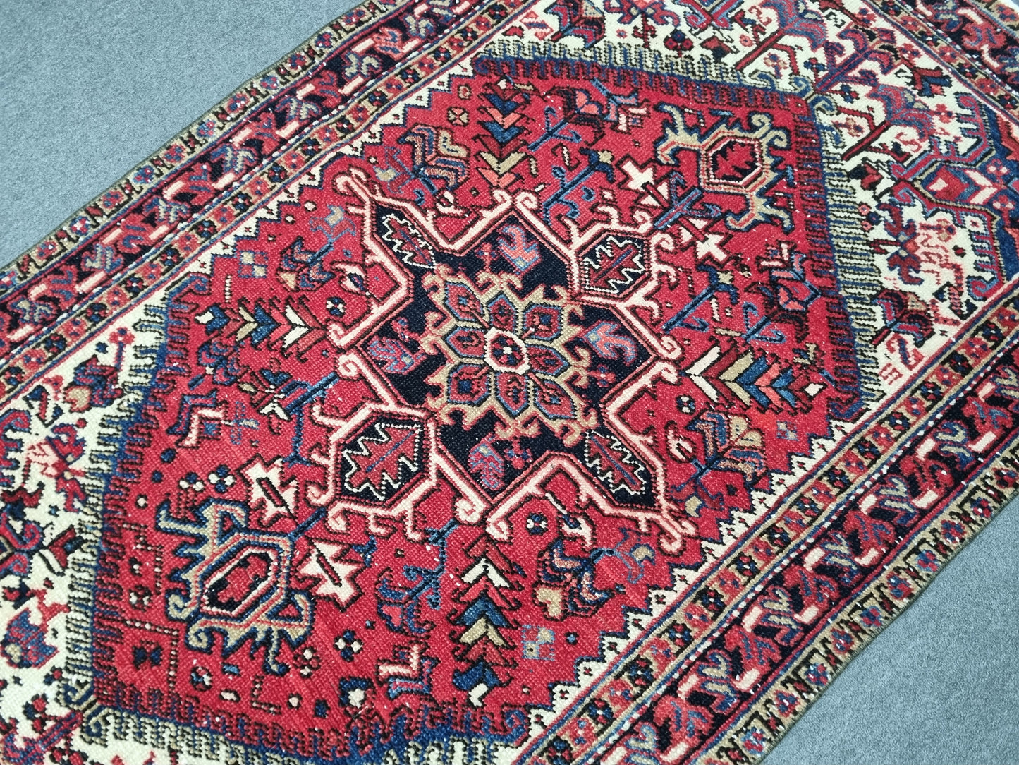 3'8" x 6' Vintage Oriental Rug, Handwoven Wool Red Medallion Area Rug, Living Room Carpet