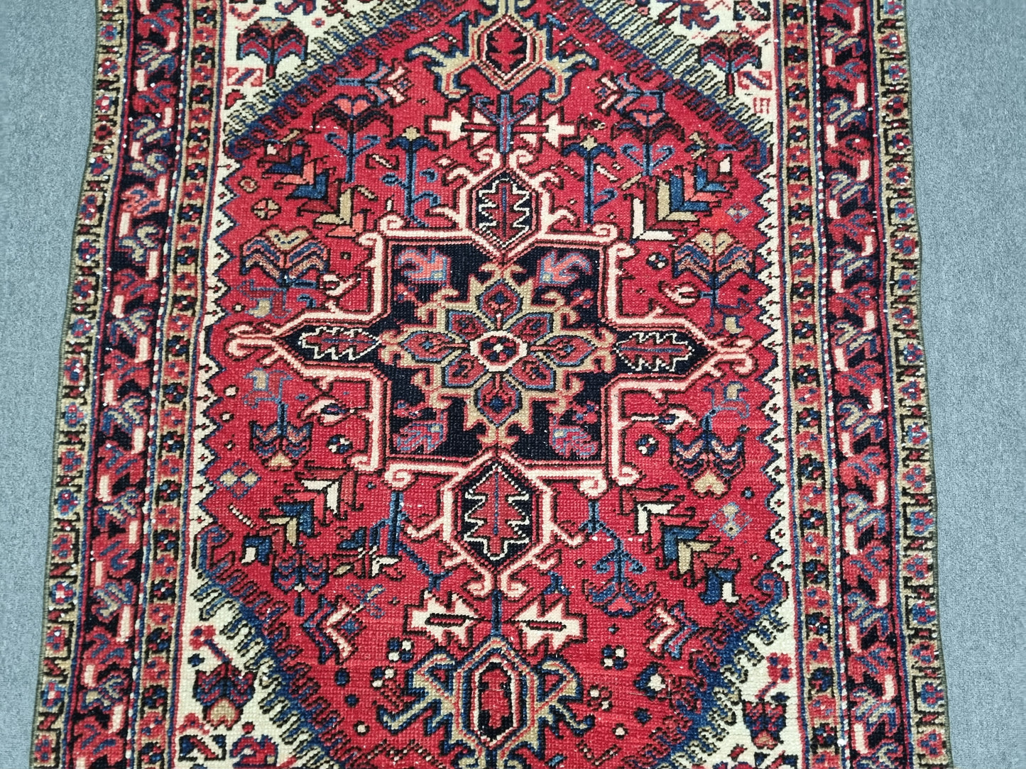 3'8" x 6' Vintage Oriental Rug, Handwoven Wool Red Medallion Area Rug, Living Room Carpet