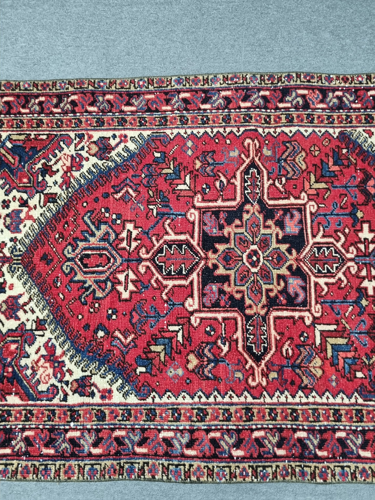 3'8" x 6' Vintage Oriental Rug, Handwoven Wool Red Medallion Area Rug, Living Room Carpet