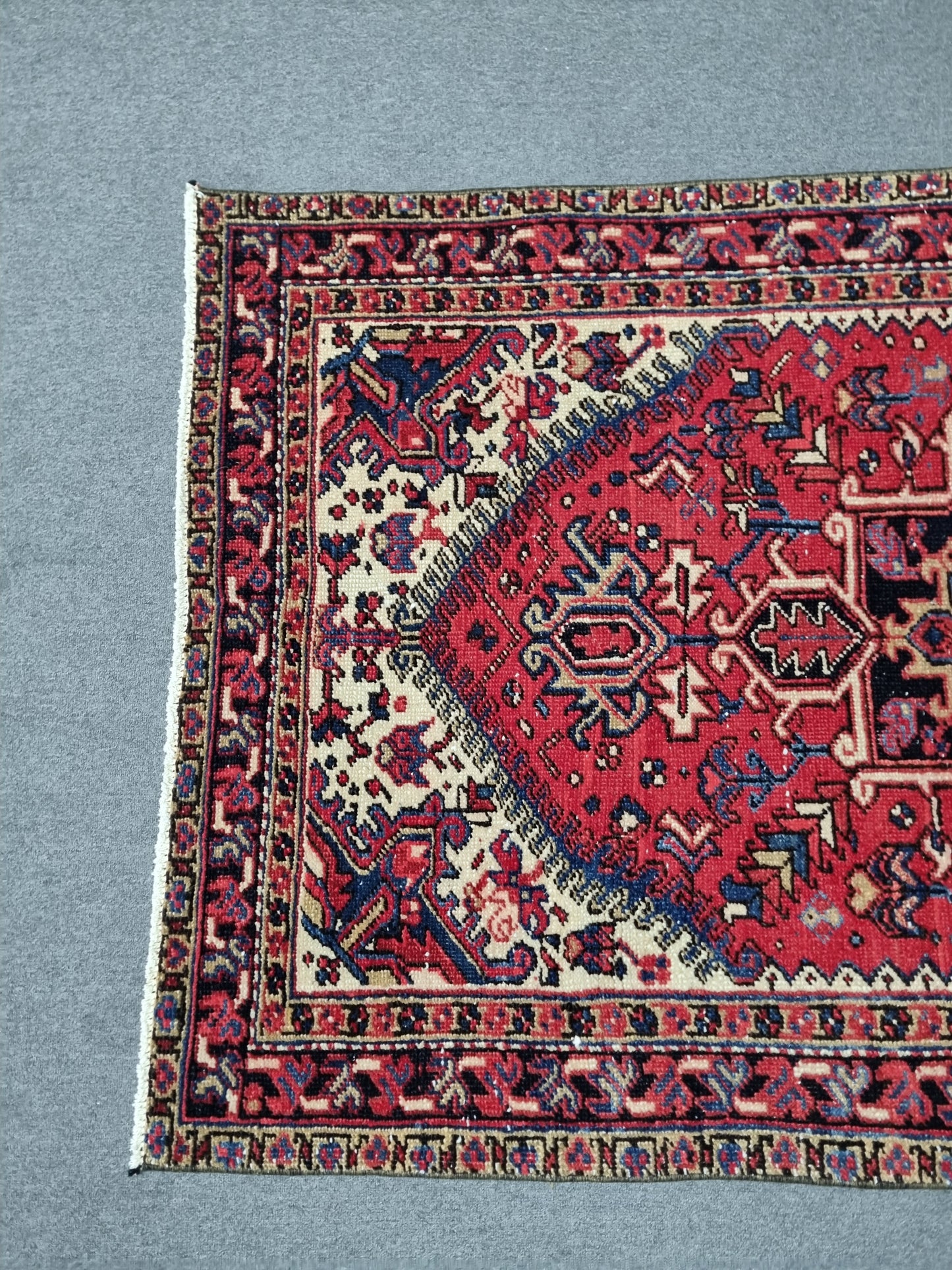 3'8" x 6' Vintage Oriental Rug, Handwoven Wool Red Medallion Area Rug, Living Room Carpet